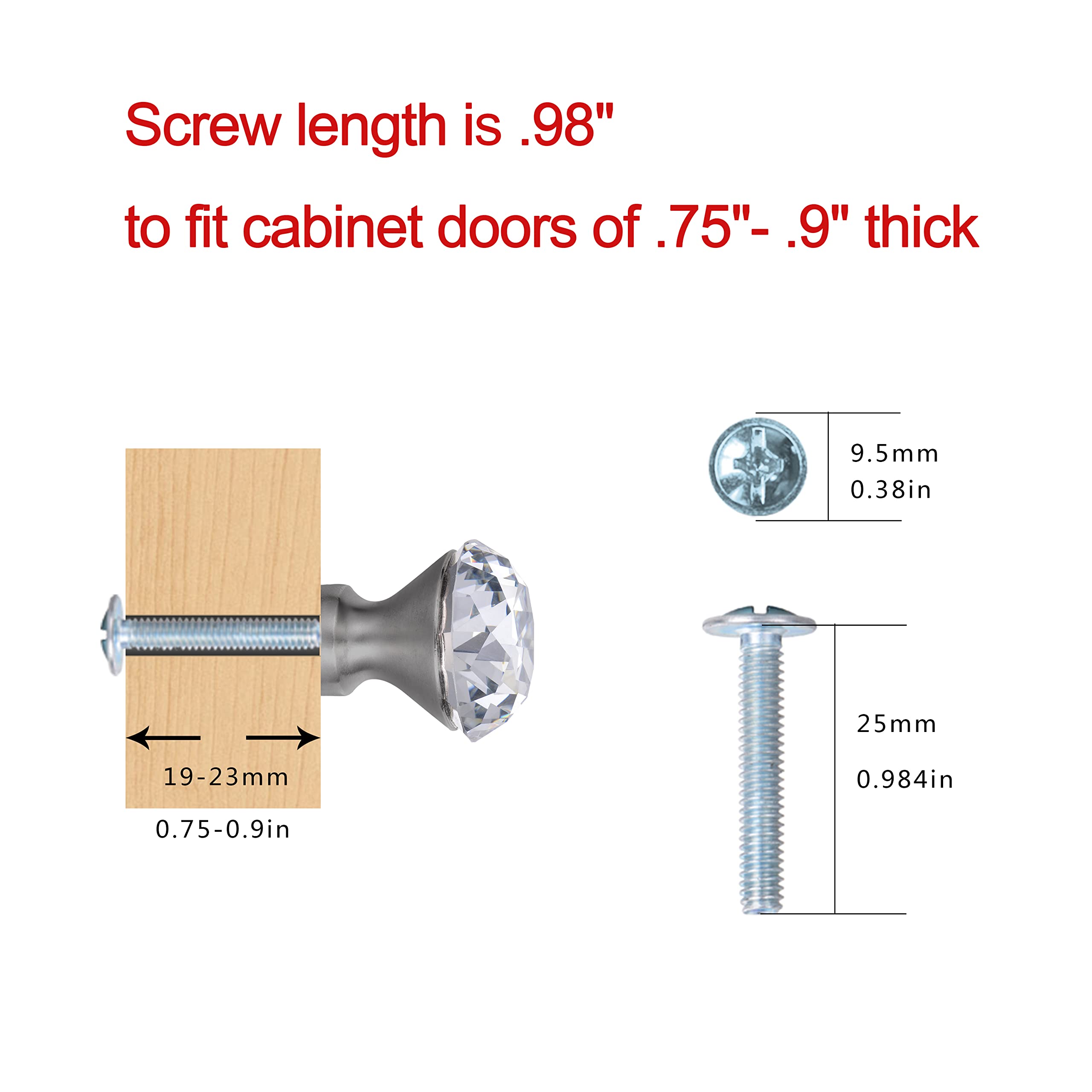 HOLDN’ STORAGE Premium Quality Glass Cabinet Knobs 10 Pack – Crystal Knobs for Bathroom and Kitchen Cabinet – Dresser and Cupboard Pull Handles – Elegant Cabinet Door Knob - Very Good