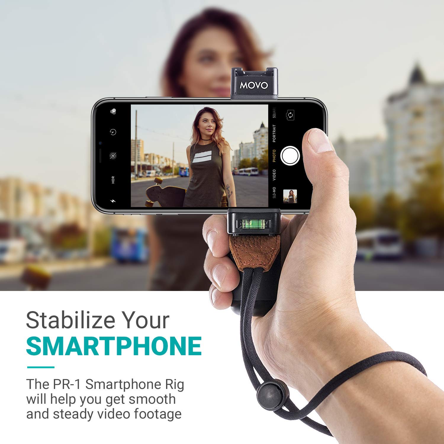 Movo PR-1 Smartphone Grip Handle Rig with Wrist Strap, Tripod Mount and Cold Shoe Mount for Lights and Microphones - for iPhone, Samsung, HTC, LG, Google, Android - Very Good