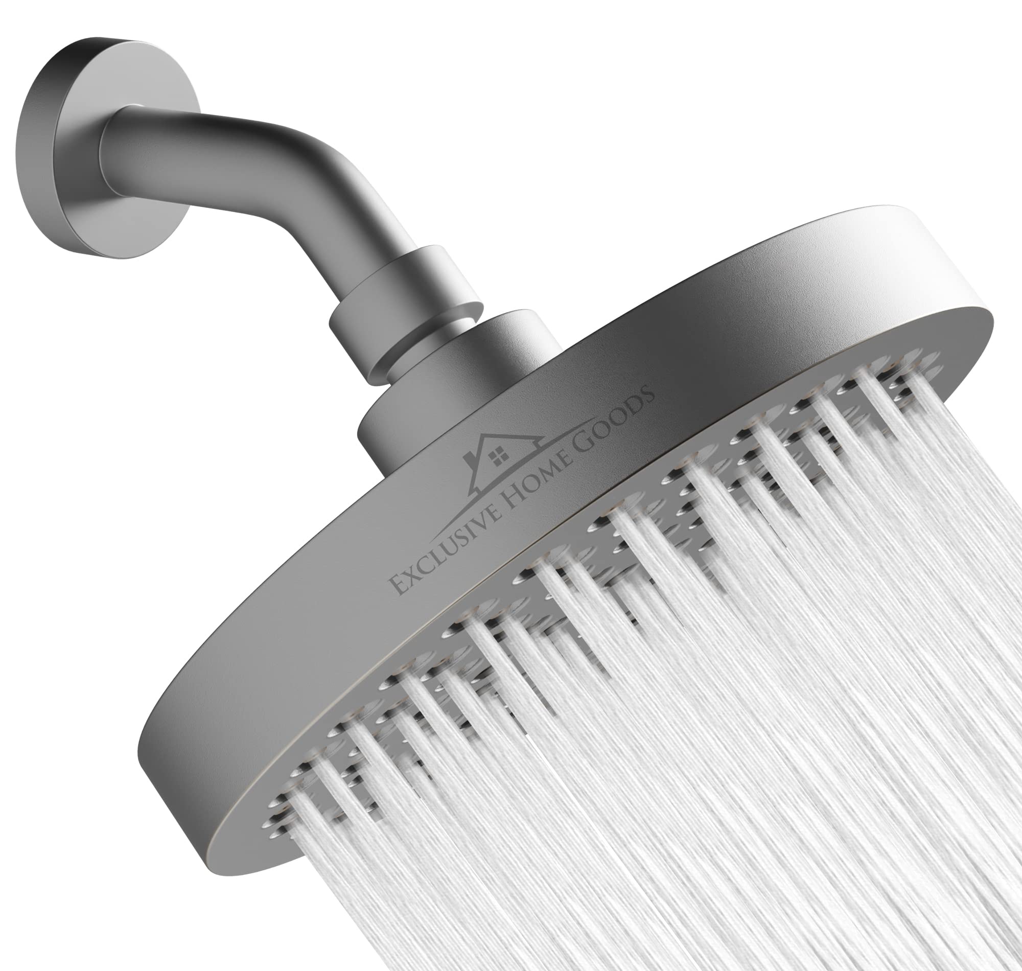 Rainfall Shower Head - 6" High Pressure Shower Heads - 1.8 GPM Shower Heads with Anti-Clog 90 Rubber Jets - 360� Rotation Adjustable Shower Head - Rustproof Bathroom Shower Head - Matte Charcoal - Like New