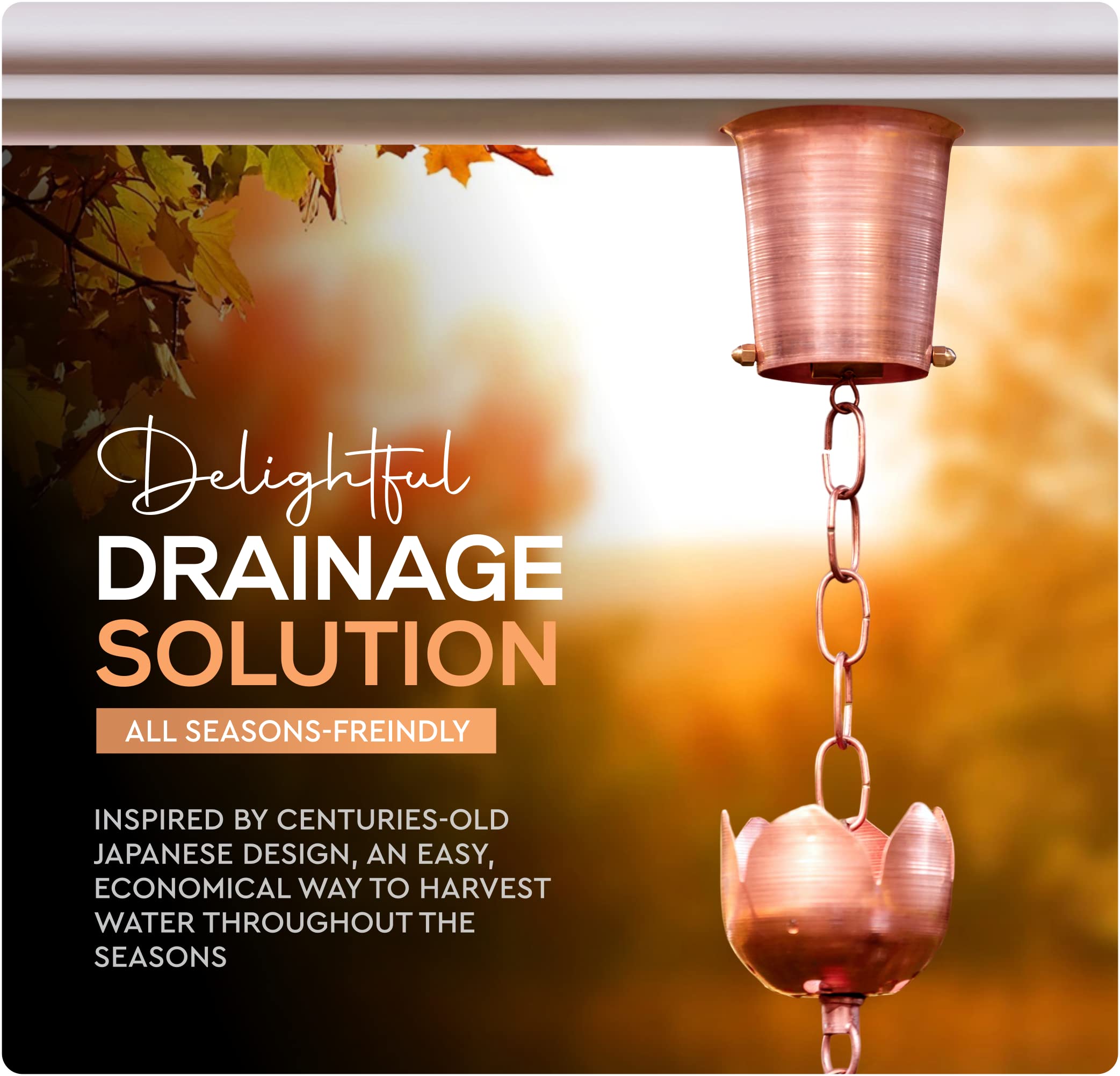 Marrgon Copper Gutter Adapter with Rain Chain Hanger Clip for Decorative Chimes, Cups & Bells Serves as 2 Inch Rain Chain Installer for Downspout Outlet & Water Diverter for Gorgeous Fountain Display - Good