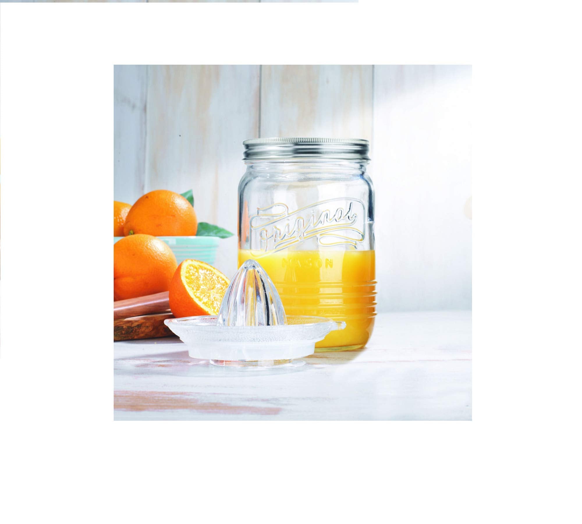 Home Essentials 4401 Original Mason Juicer Jar with Reamer and Lid, 33.8 oz - Like New