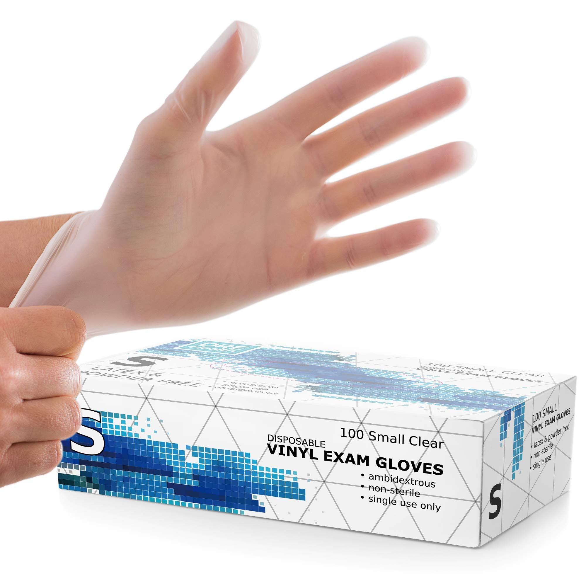 Powder Free Disposable Gloves -100 Pack -Clear Vinyl Medical Exam Gloves - Like New