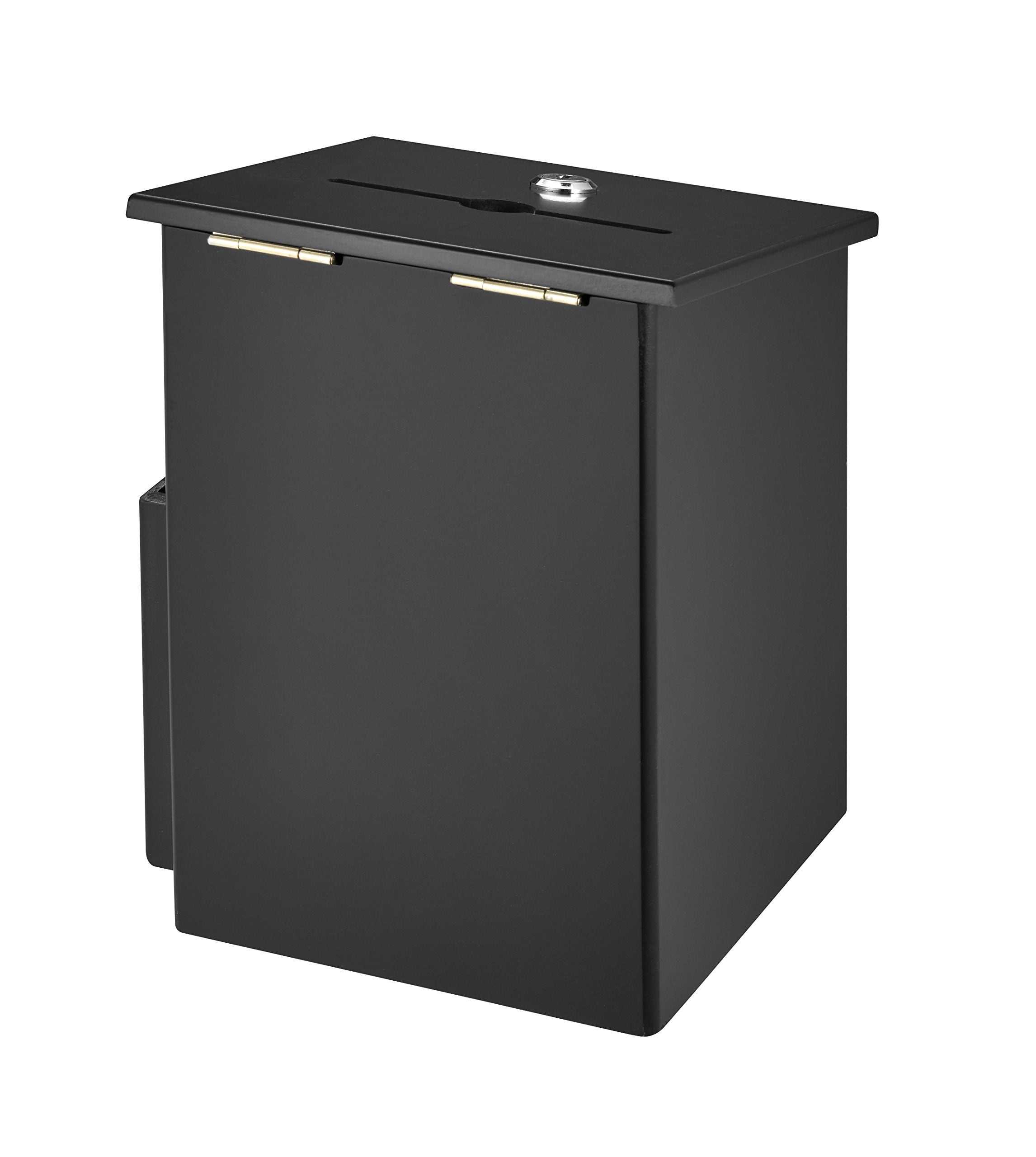 AdirOffice Square Wood Suggestion Box - Wall Mountable - with Lock & Chained Pen - Donation, Collection, Ballot, Key Drop, - Like New