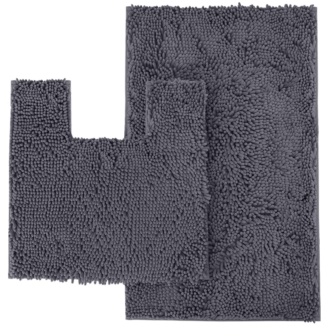 LuxUrux Red Bathroom Rugs Chenille 2-Piece Bath Mat Set - Soft Plush Bath Rug + Toilet Mat. 1'' Microfiber Shaggy Carpet, Super Absorbent, Machine Washable (30x20 Rectangular + 20x20 Square) - Like New