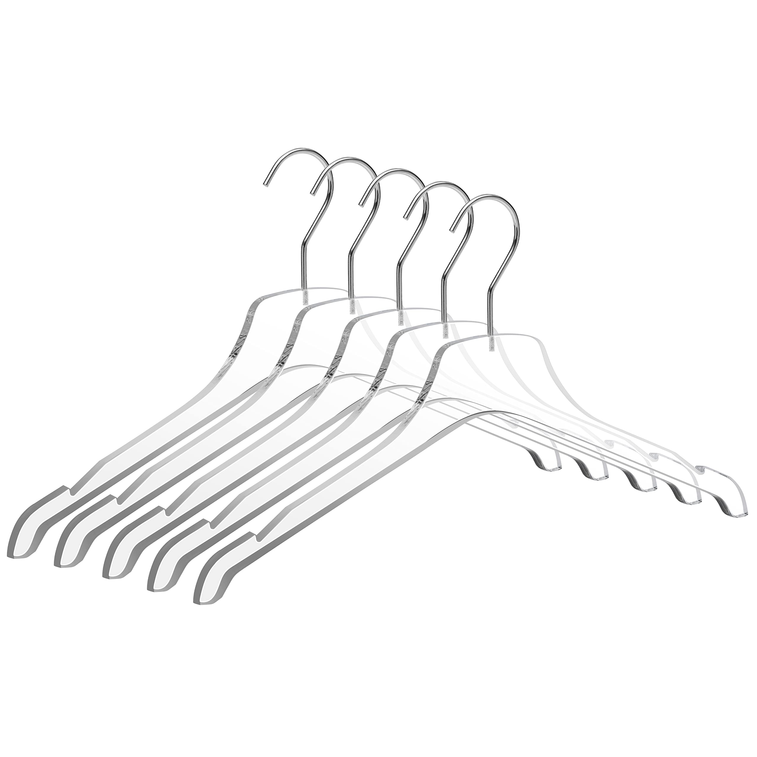 Quality Acrylic Clear Hangers, Made of Clear Acrylic for a Luxurious Look and Feel with Swivel Hook - 5 Pack - Like New