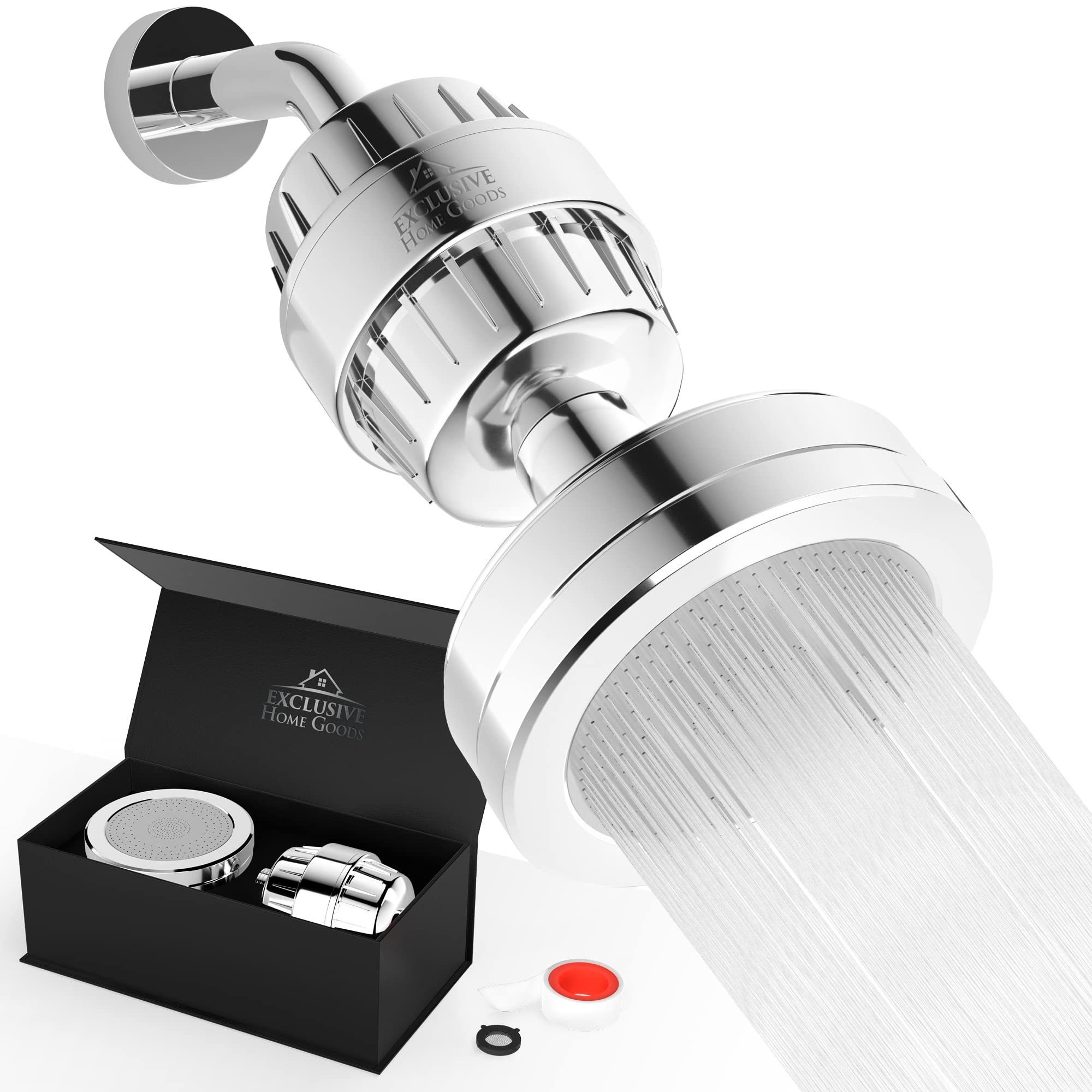 Luxury Filtered Shower Head Set - Filtered Shower Head Combo Removes Chlorine, Heavy Metals, Impurities & Soften Water - High Pressure Rainfall Shower Head with Vitamin C & E Cartridges - Very Good