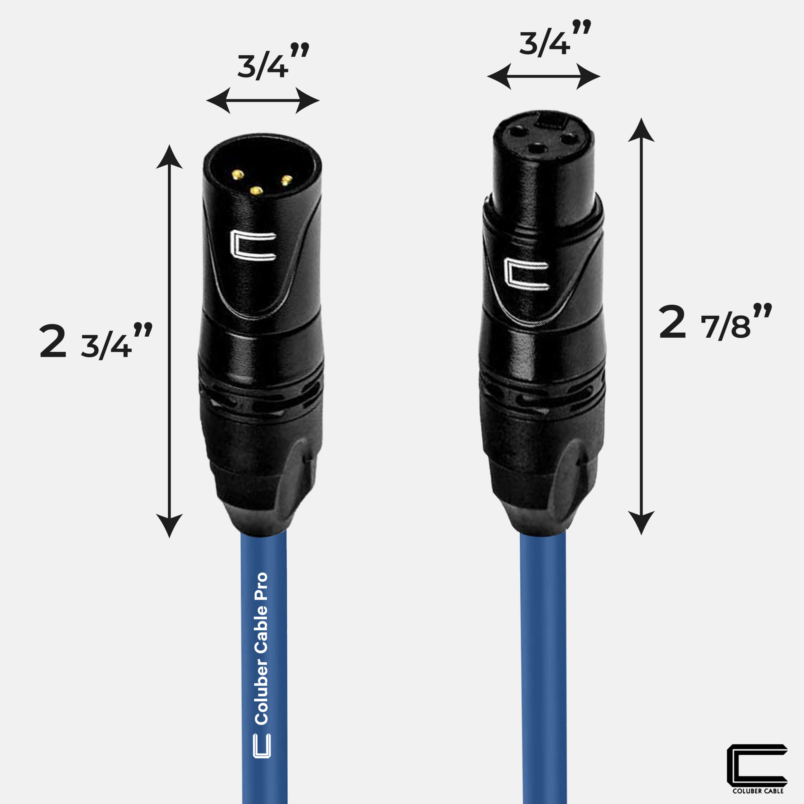 Balanced XLR Cable Male to Female - 0.5 Feet (6 inches) Blue - Pro 3-Pin Microphone Connector for Powered Speakers, Audio Interface or Mixer for Live Performance & Recording - Acceptable