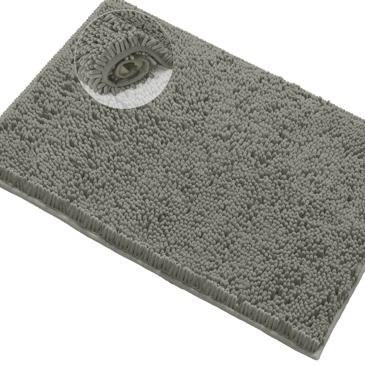 LuxUrux Bathroom Rugs 2 Piece Set-Extra-Soft Plush Bath mat Shower Bathroom Rugs,1" Chenille Microfiber Material, Super Absorbent (Standard Set, Warm Grey), 30" x 20" Plus 23" x 15" - Like New