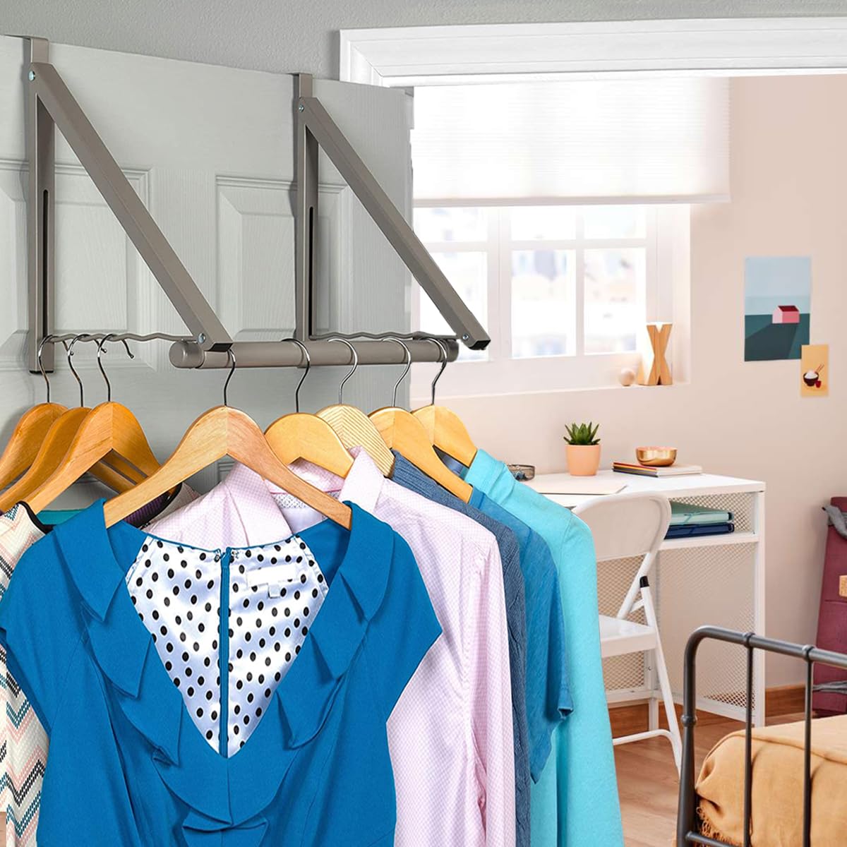 HOLDN� STORAGE Over The Door Hanger - Over The Door Rack for Hanging Towels, Coats & Clothes - Over The Door Hanger Hooks for Bedroom, Washroom and Office. - Like New