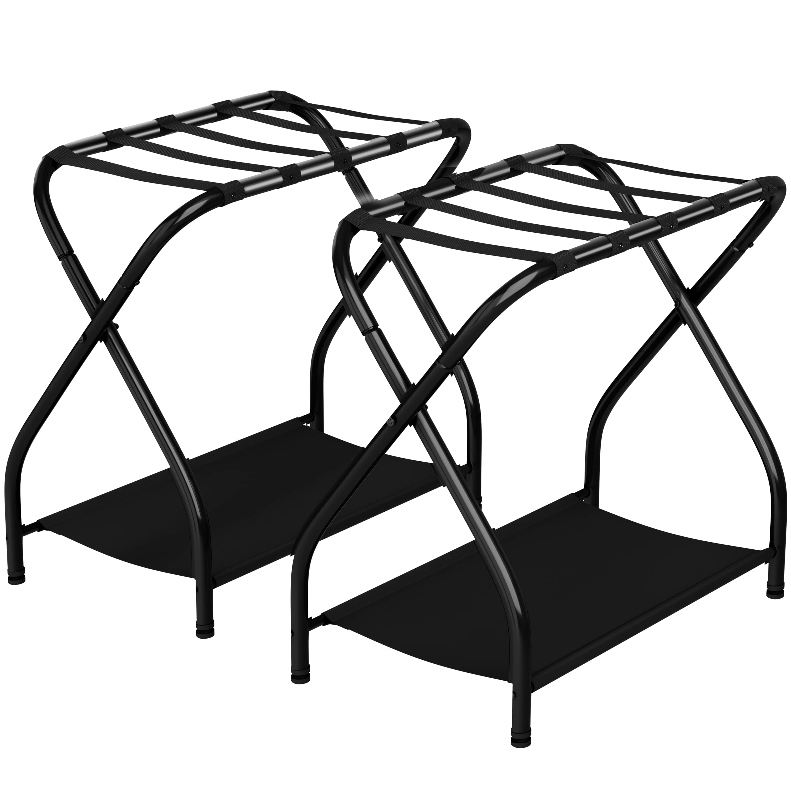 Bartnelli Folding Luggage Rack Collapsible Metal Suitcase Stand With Shelf - Like New