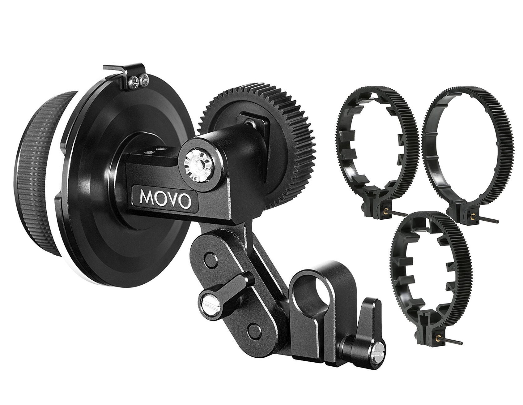 Movo F1X Precision Follow Focus System with 66mm, 77mm and 88mm Adjustable Gear Rings - Like New