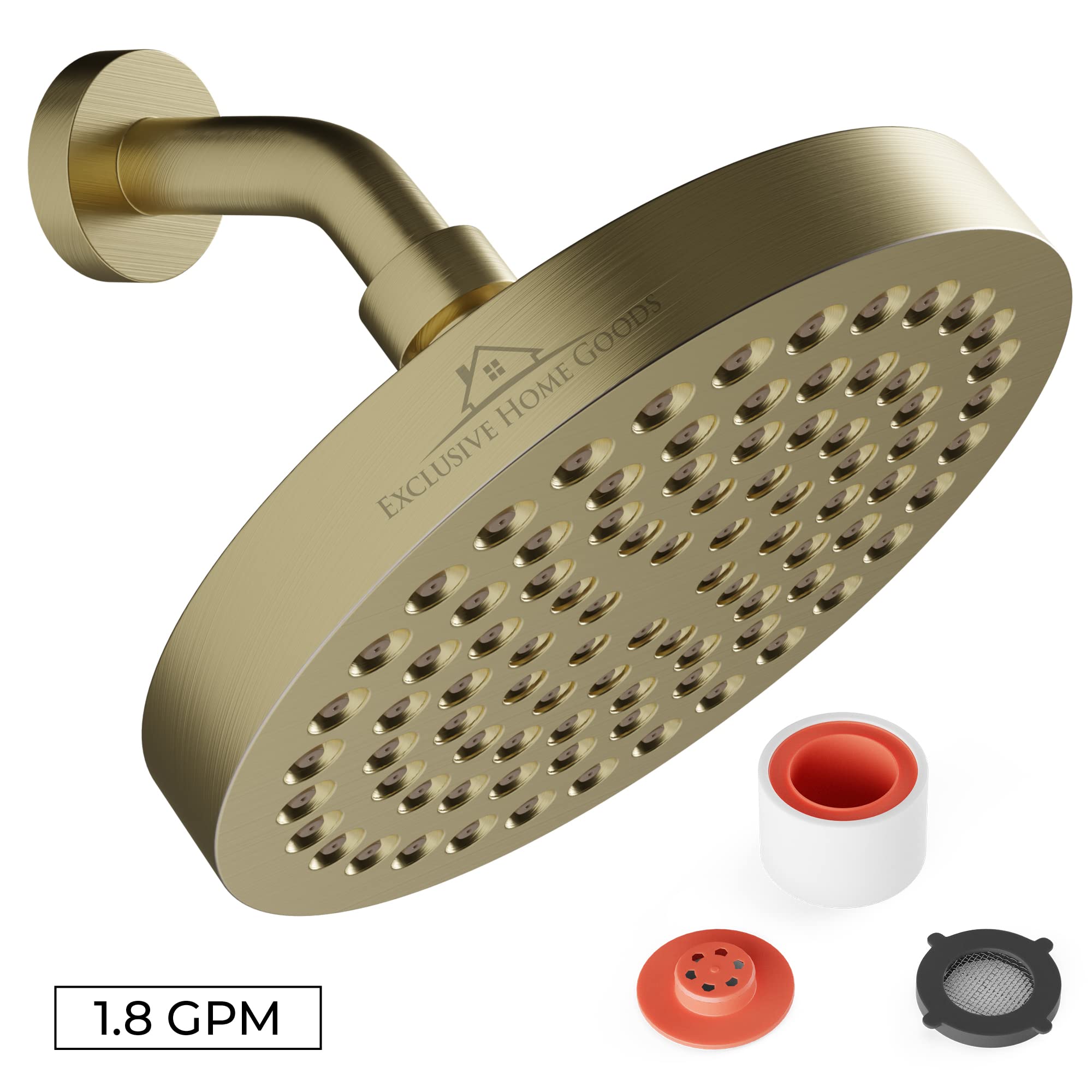 Shower Head High Pressure 6" Rain Showerhead - Rainfall Showerheads with High Flow Water Pressure And Rotation Adjustable Angles Anti-Clogging Shower Head - Luxury Bathroom Shower Heads - Like New