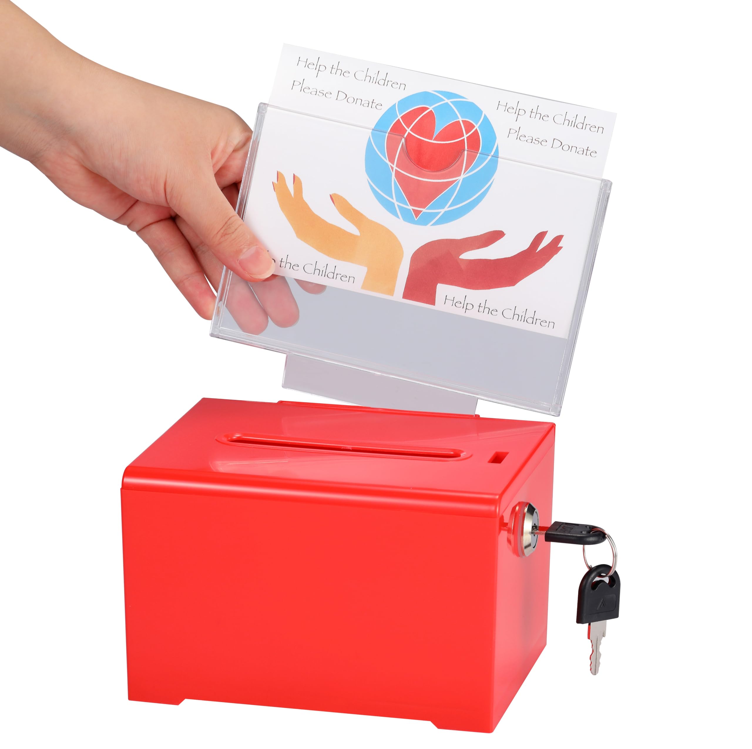 Adir Donation Box with Lock � Acrylic Suggestion Box with Slot, Ballot Lock Box with Sign Holder for Raffle, Tip Jar, Voting, Comments - Cash Donation Boxes for Fundraising (6.25x4.5x 4 Inches) - Like New