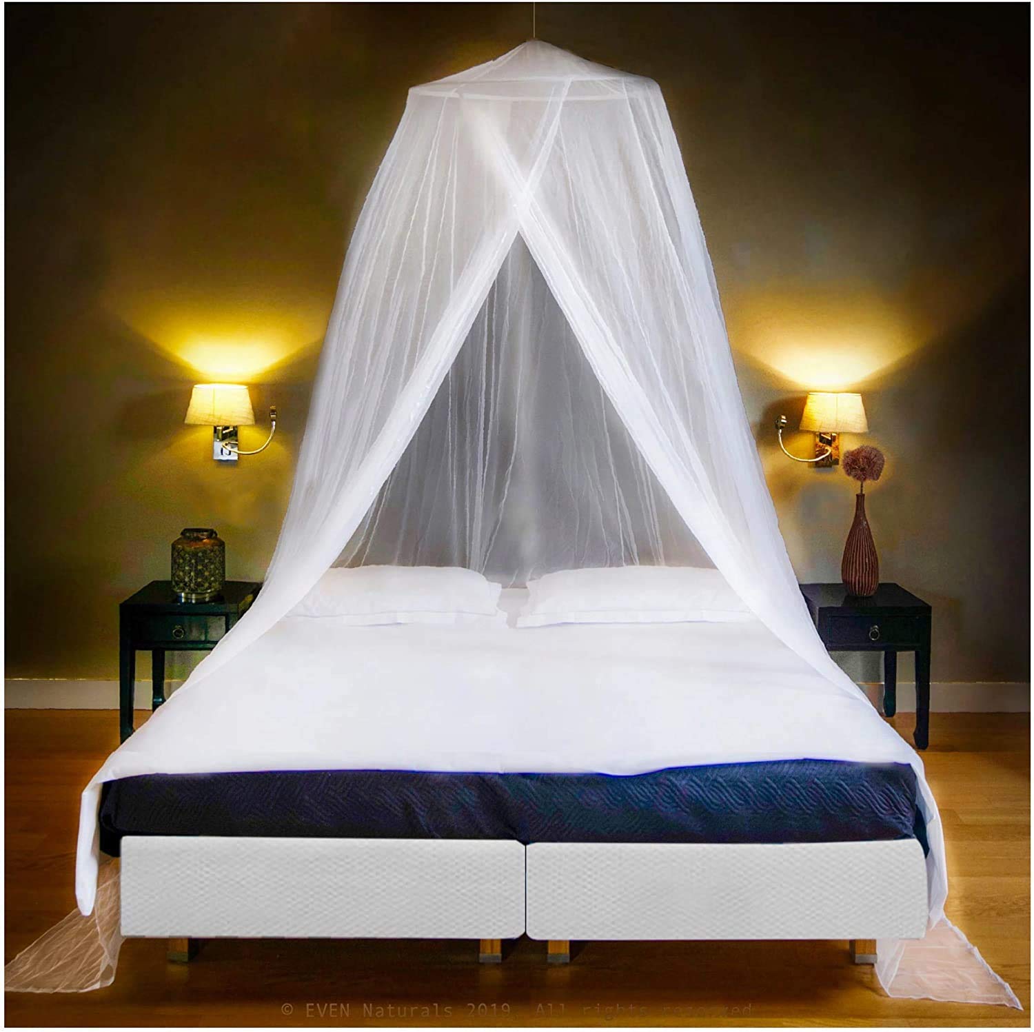 EVEN NATURALS Luxury Mosquito Net Bed Canopy, Mosquito Netting for Bed, Bed Net, Mosquito Net for Bed, Mosquito Canopy, Princess Bed Canopy, Canopy Bed King Size, Net for Mosquitoes (Single-King) - Very Good