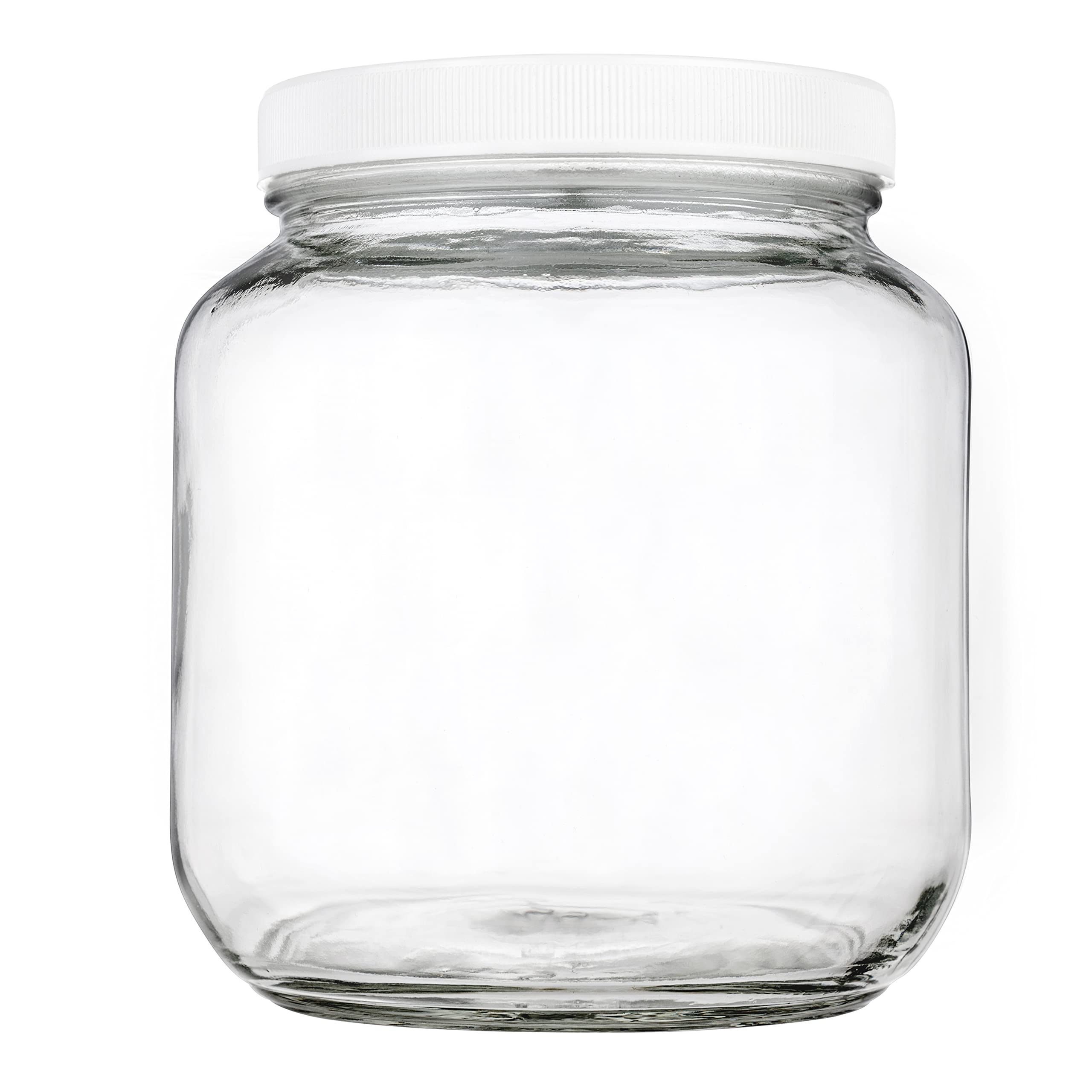 kitchentoolz Half Gallon Mason Jar - Glass Jar Wide Mouth with Airtight Foam Lined Plastic Lid - Safe Mason Jar for Fermenting Kombucha Kefir - Pickling, Storing and Canning - Like New
