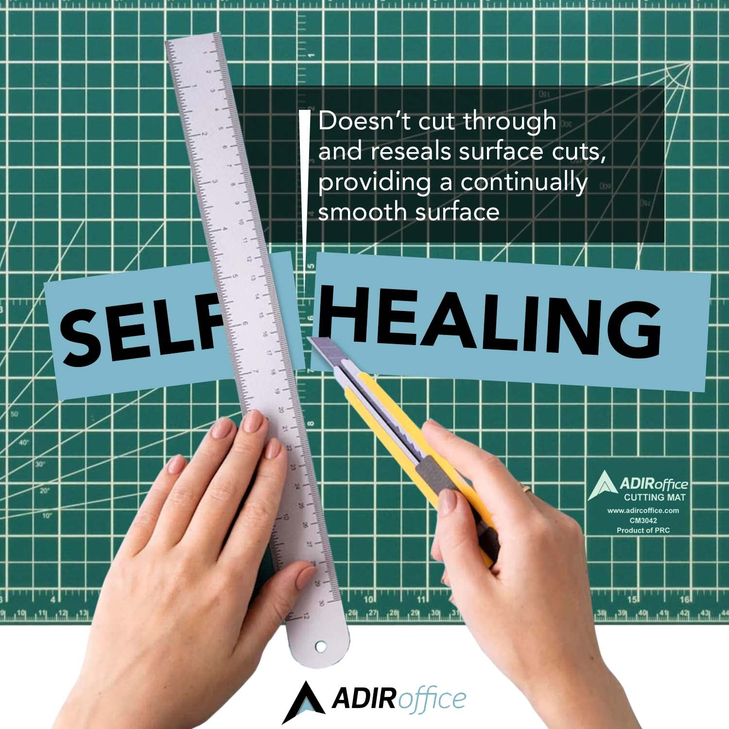 Adir Corp. Self Healing Cutting Mat - 5 Layers Double Sided Cutting Mat for Crafts - Reversible Non-Slip Cutting Pad with Grid - Like New