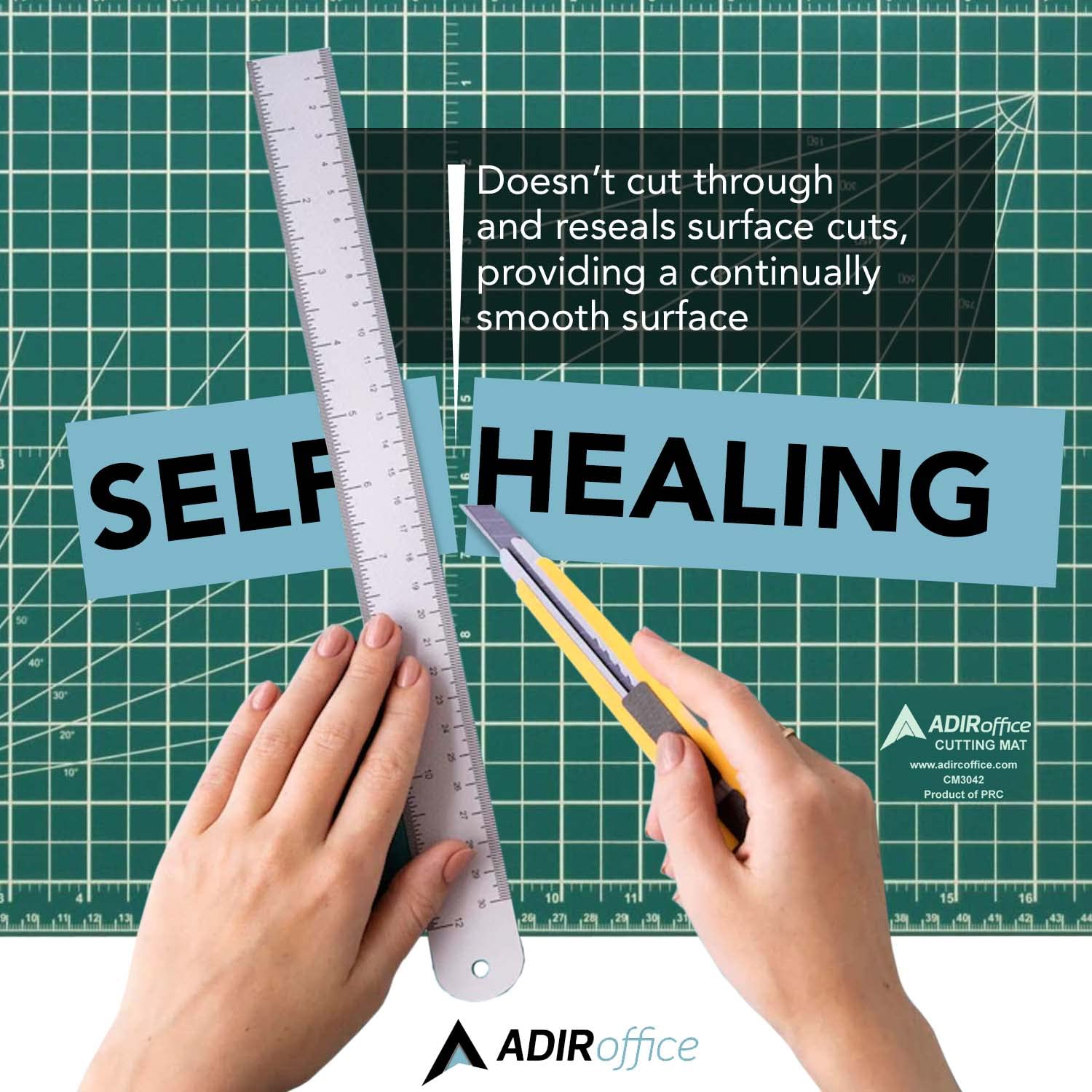 Adir Corp. Self Healing Cutting Mat - 5 Layers Double Sided Cutting Mat for Crafts - Reversible Non-Slip Cutting Pad with Grid  - Like New