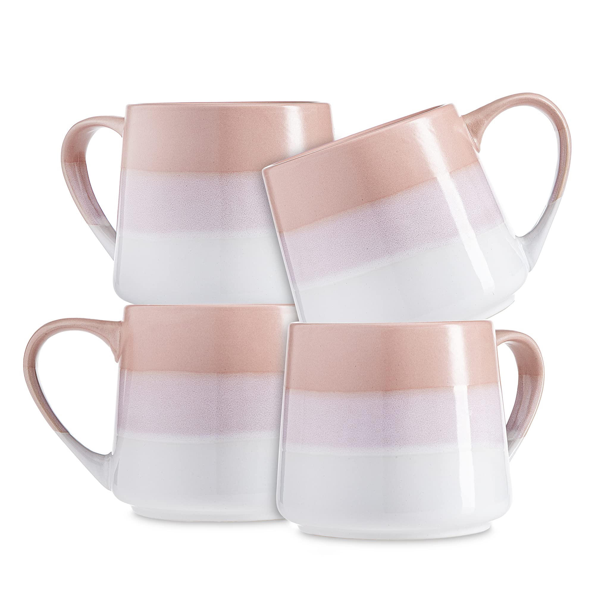 Heartland Hive Set of 4 Stoneware Coffee Mugs- Ombre Printed Bright & Colorful Coffee Cups, Mugs for Tea, Latte, and Hot Chocolate, 20 oz (Tan) - Like New