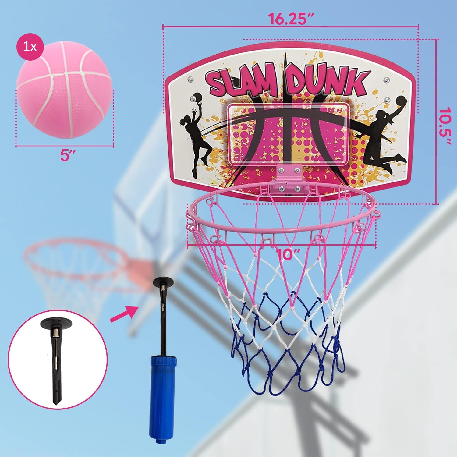 Bundaloo Over The Door Basketball Game - Mini Hoop Shooting Activity for Kids - Like New