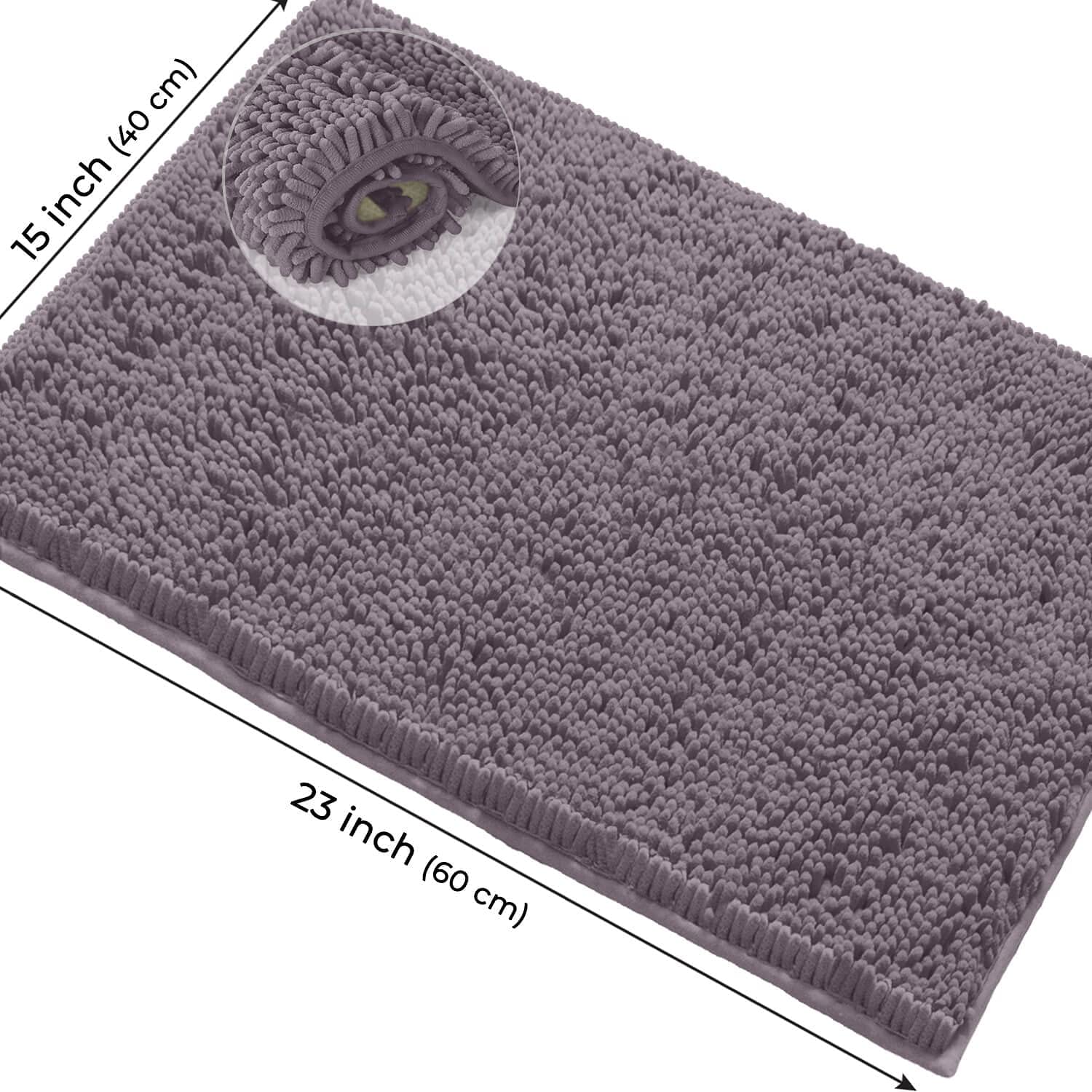 LuxUrux Bath Mat-Extra-Soft Plush Bath Shower Bathroom Rug,1'' Chenille Microfiber Material, Super Absorbent Shaggy Bath Rug. Machine Wash & Dry (15 x 23, Mauve) - Like New