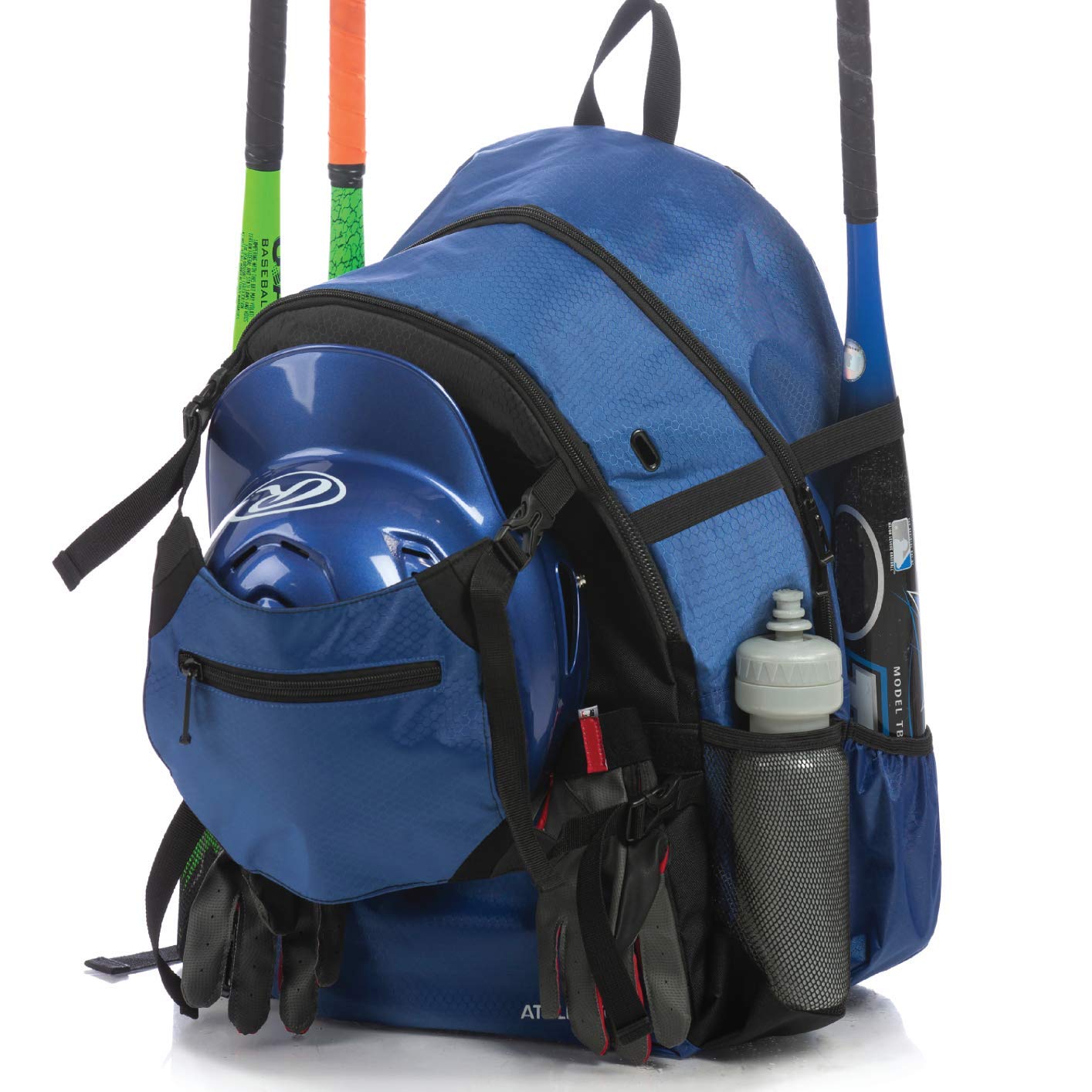 Athletico Advantage Baseball Bag - Baseball Backpack with External Helmet Holder for Baseball, T-Ball & Softball Equipment & Gear for Youth and Adults | Holds Bat, Helmet, Glove, Shoes (Blue)  - Very Good