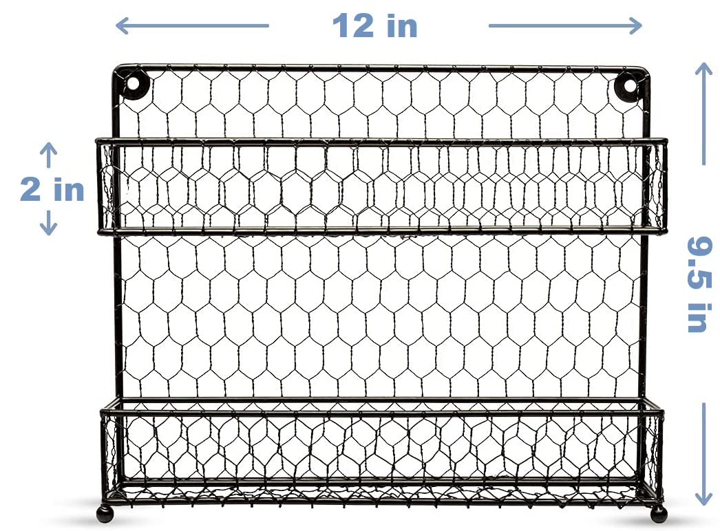 Homeries 2 Tier Wall Spice Rack For Kitchens | Stylish Wall Mounted Spices And Seasonings Storage Rack | Organize Your Home, - Very Good