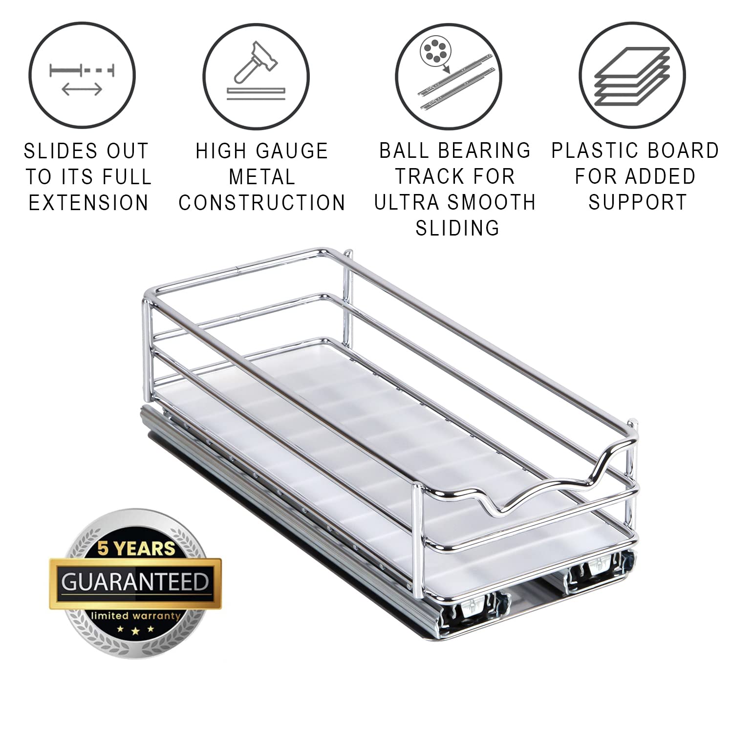 HOLDN’ STORAGE Spice Rack Organizer for Cabinet, Heavy Duty - Pull Out Spice Rack 5 Year Warranty- Spice Organization - Spice Racks for Inside Cabinets & Pantry Closet - Like New