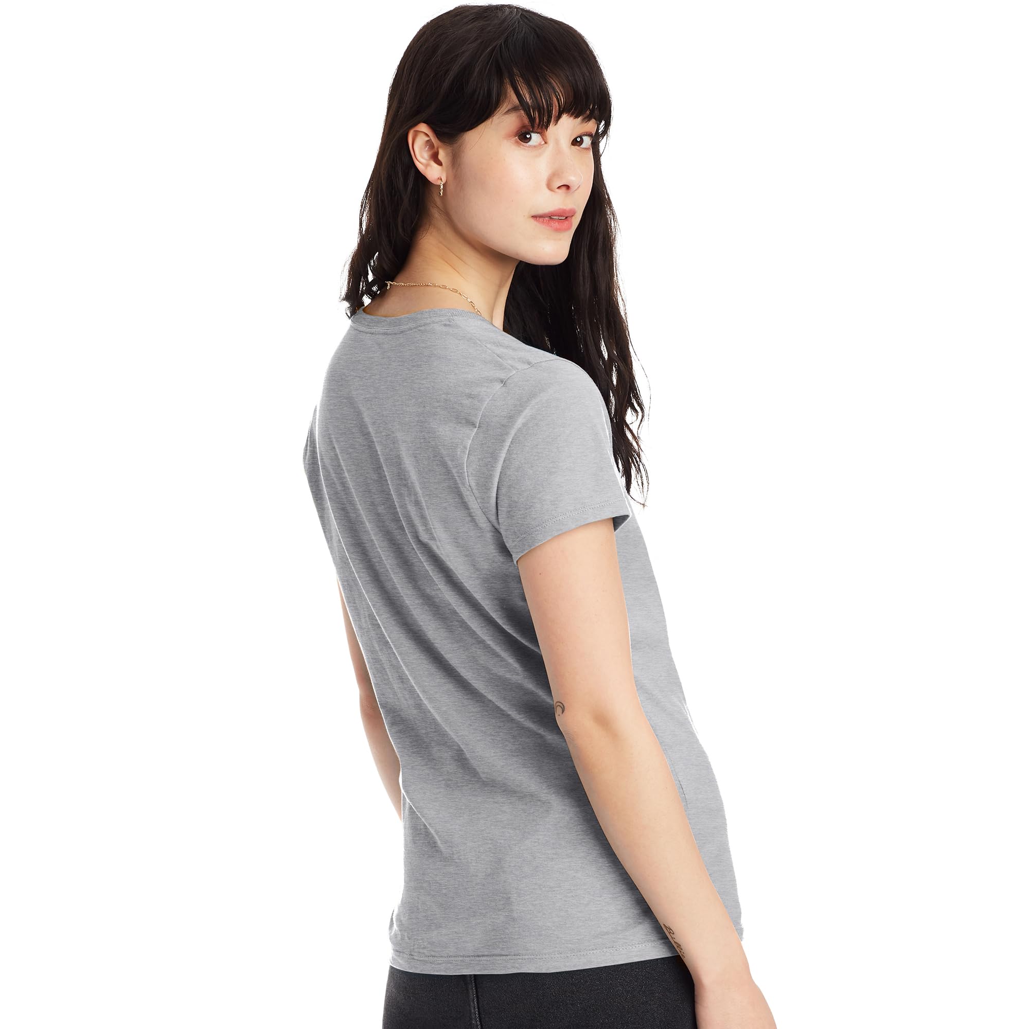 Hanes Women's Perfect-t V-neck T-shirt, Ring-spun Cotton Short Sleeve Tee for Women