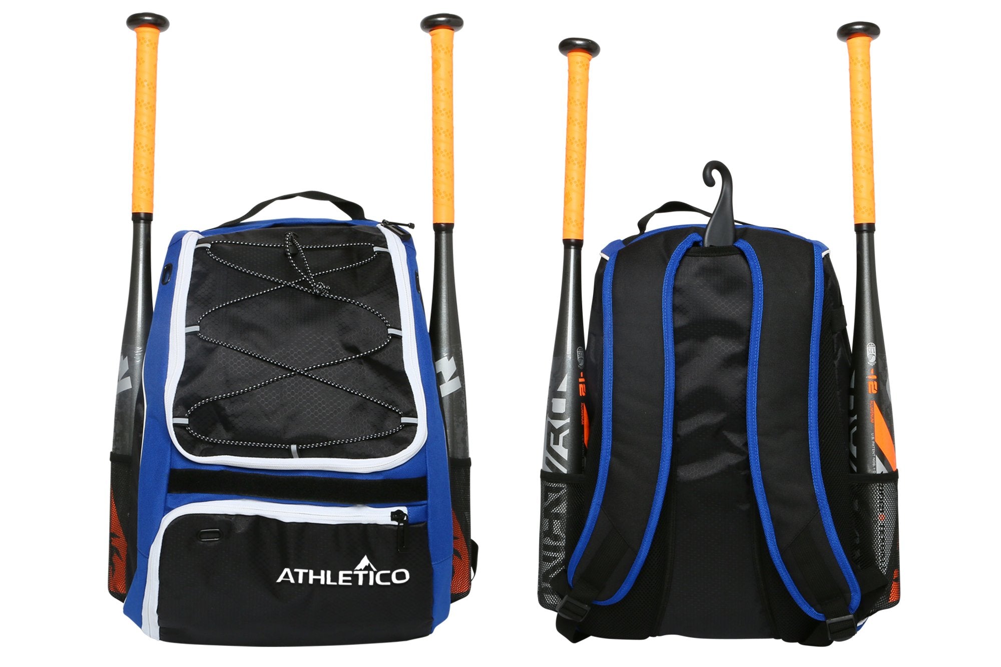 Athletico Baseball Bat Bag - Backpack for Baseball, T-Ball & Softball Equipment & Gear for Youth and Adults | Holds Bat, Helmet, Glove, & Shoes | Separate Shoe Compartment & Fence Hook (Blue)  - Good
