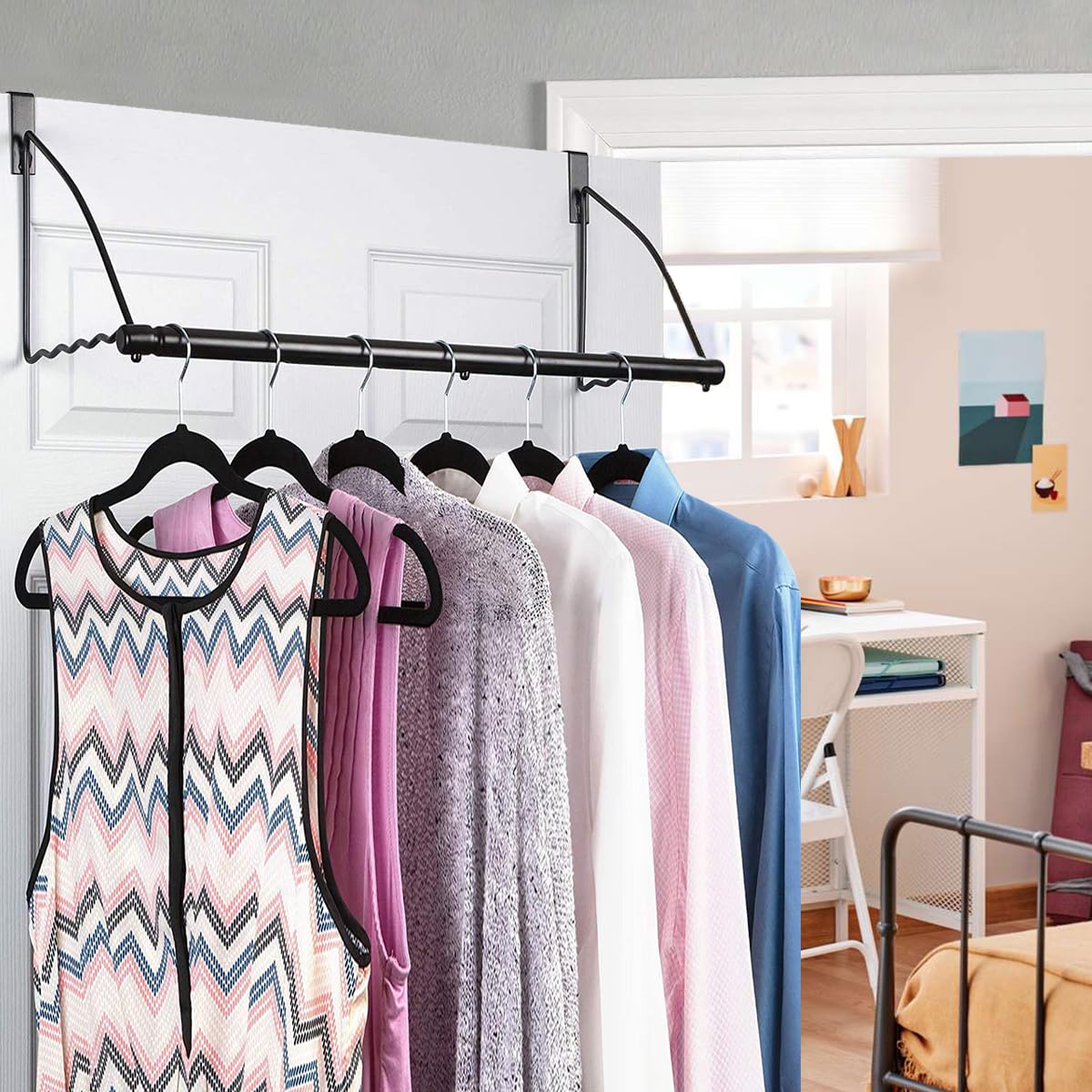 HOLDN’ STORAGE Over The Door Hanger - Door Rack Hangers for Clothes - Bathroom Over Door Hanger for Hanging Clothes & Towels - Over The Door Clothes Drying Rack - Like New