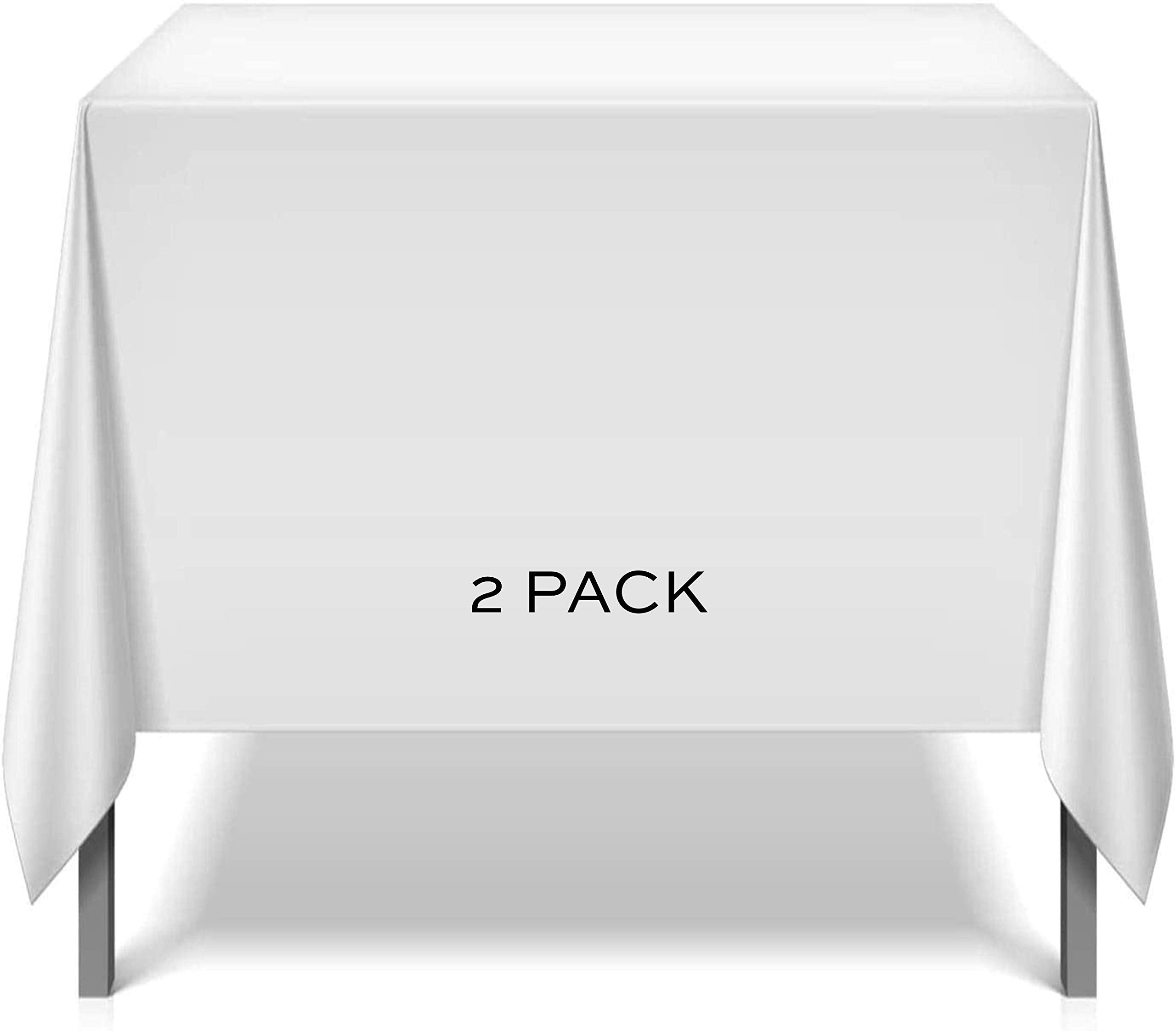 2 Square Tablecloth Covers 52x52 Inch | Table Cloths for Square or Round Table | 200 GSM Washable Wrinkle-Resistant Fabric for Weddings, Kitchen, Restaurant | White | 2 Pack - Good