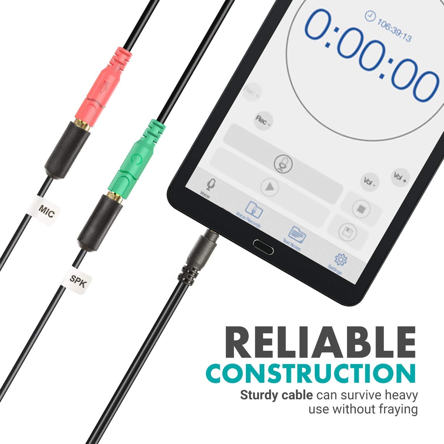 Movo TCB1 3.5mm TRS (Female) Microphone to TRRS (Male) Smartphone Adapter with Headphone Jack for iPhone and Android - Good