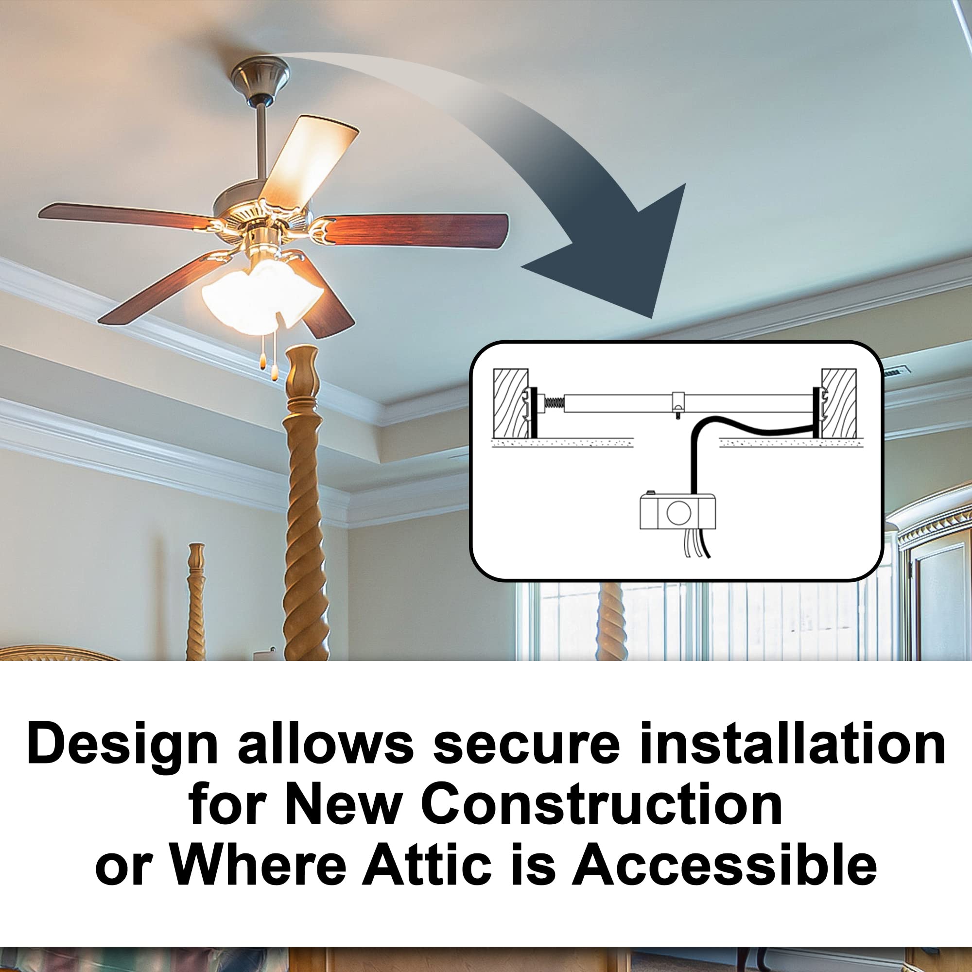 Ciata Heavy Duty Metal Mounting Saf-T-Brace /Saf-T-Bar with Deep Box for Mounting Ceiling Fans, Light Fixtures, or Chandeliers – 3 Pack  - Like New