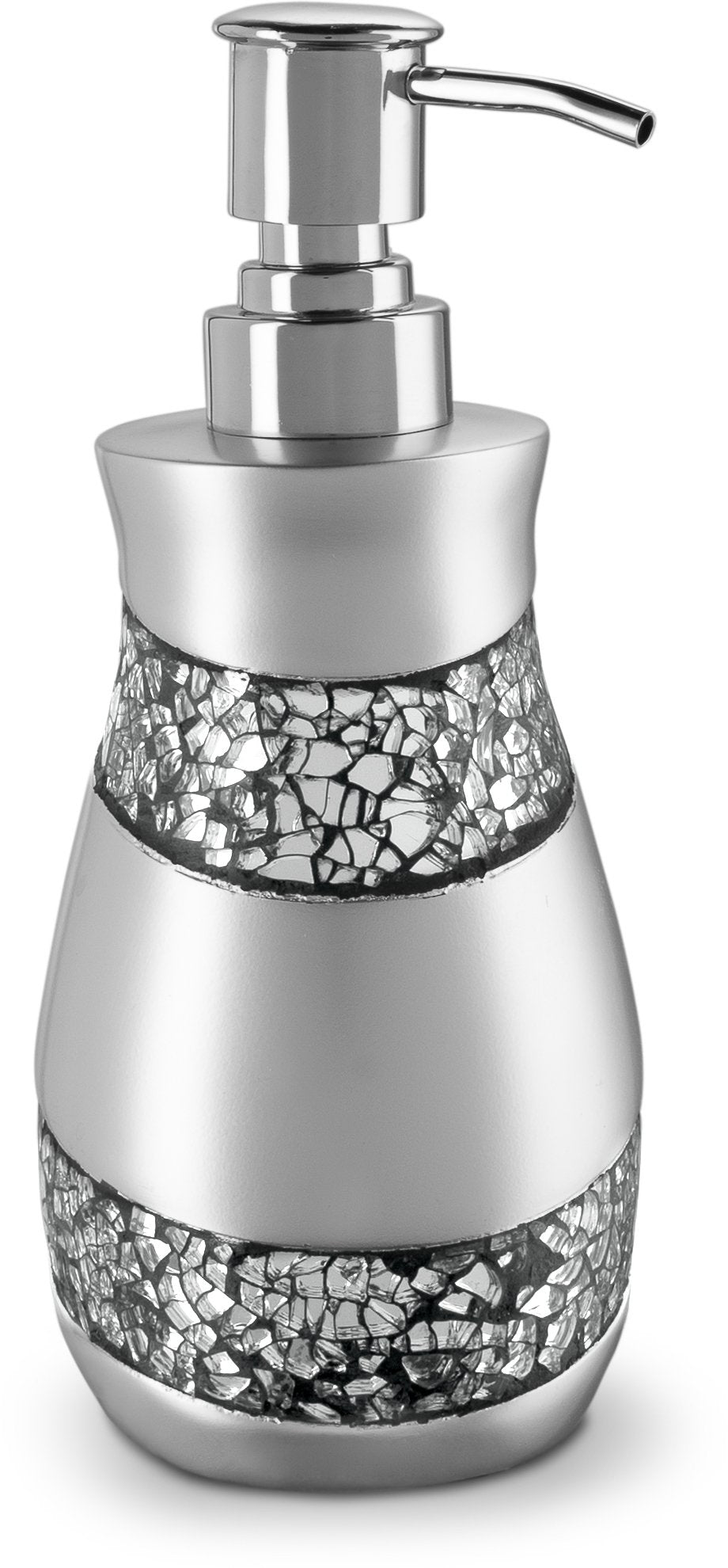 Creative Scents Silver Mosaic Liquid Soap Dispenser for Bathroom - Decorative Lotion Dispenser - Bling Countertop Soap Dispenser for Liquid Soap and Lotion with Durable Metal Pump (Silver-Gray) - Like New