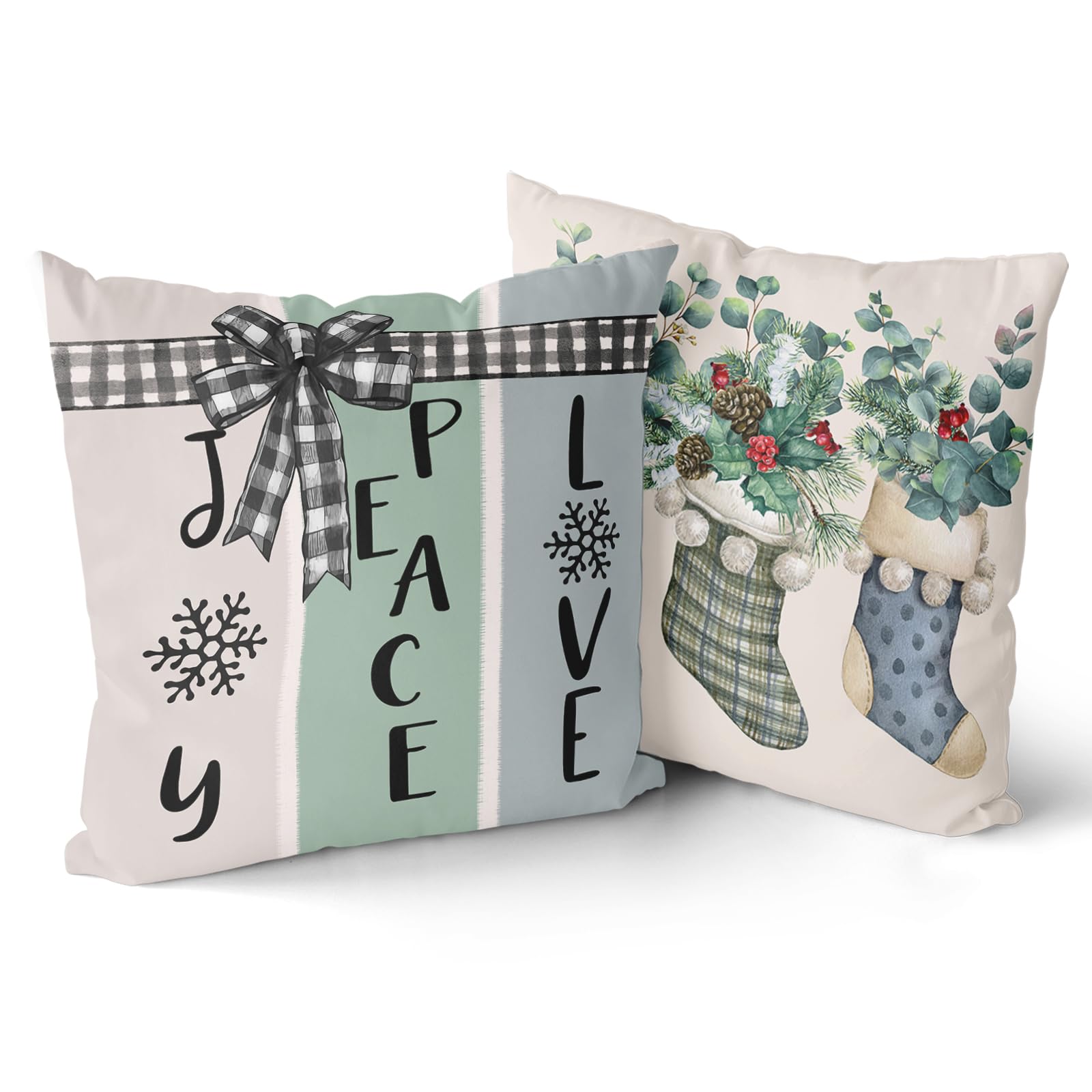 Giwawa Valentines Day Pillow Covers 18x18 Set of 2 Hello Valentine Pillow Case Red Heart Throw Pillow Cover Holiday Decorations Spring Farmhouse Decor Cushion Case - Like New