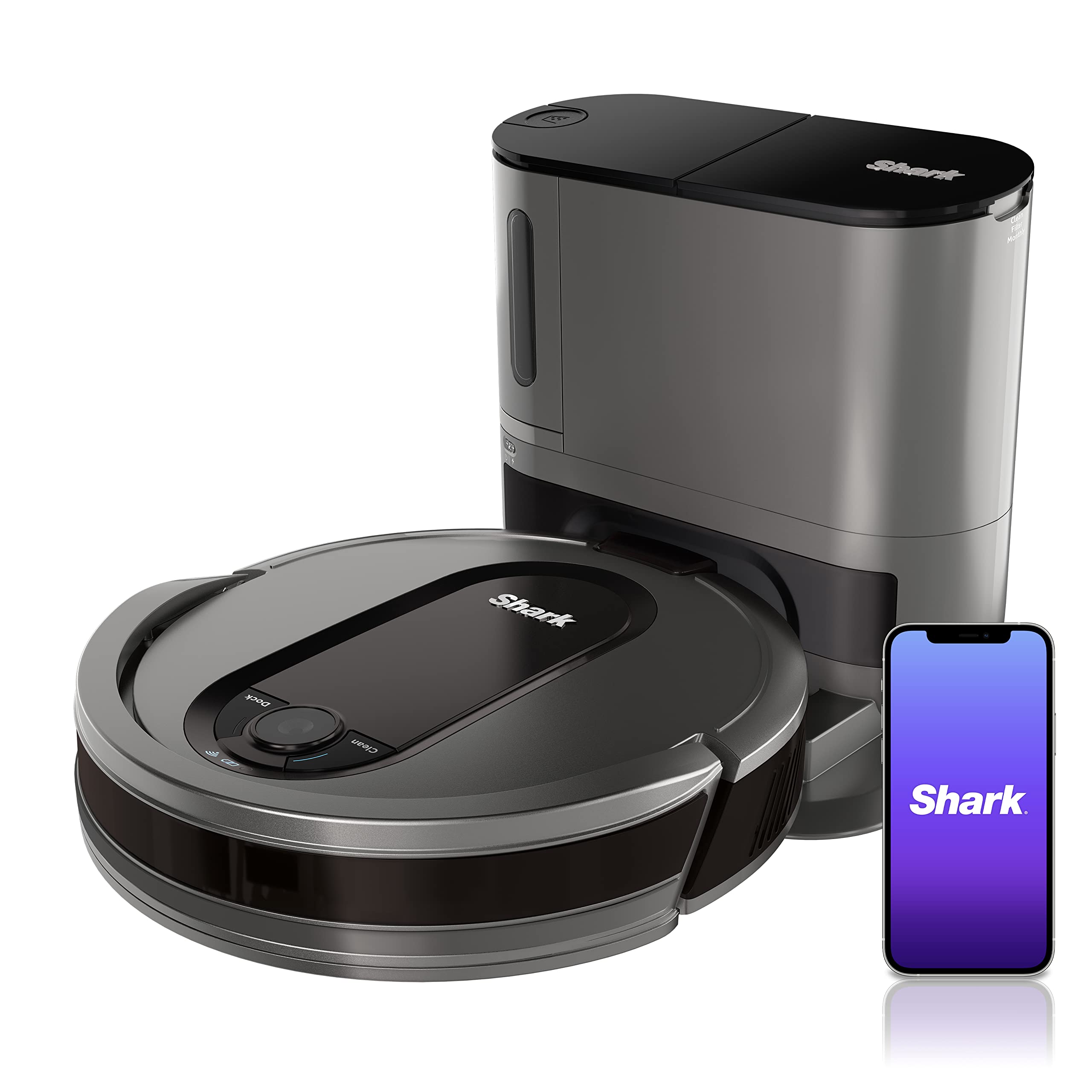 Shark AV1010AE IQ Robot Vacuum with XL Self-Empty Base, Bagless, 45-Day Capacity, Advanced Navigation, Alexa & Wi-Fi, Multi-Surface Brushroll, for Pets, Dander & Dust, Carpet & Hard Floor - Acceptable