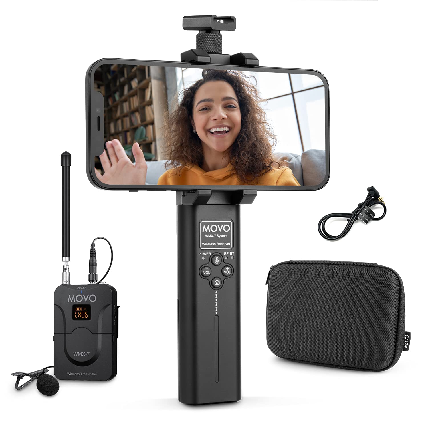 Movo WMX-7-SP VHF Wireless Lavalier Microphone System for Smartphones - Wireless Lav Mic for iPhone and Android - 16 Channel Handheld Receiver - Microphone with Wireless Audio Transmitter - Very Good