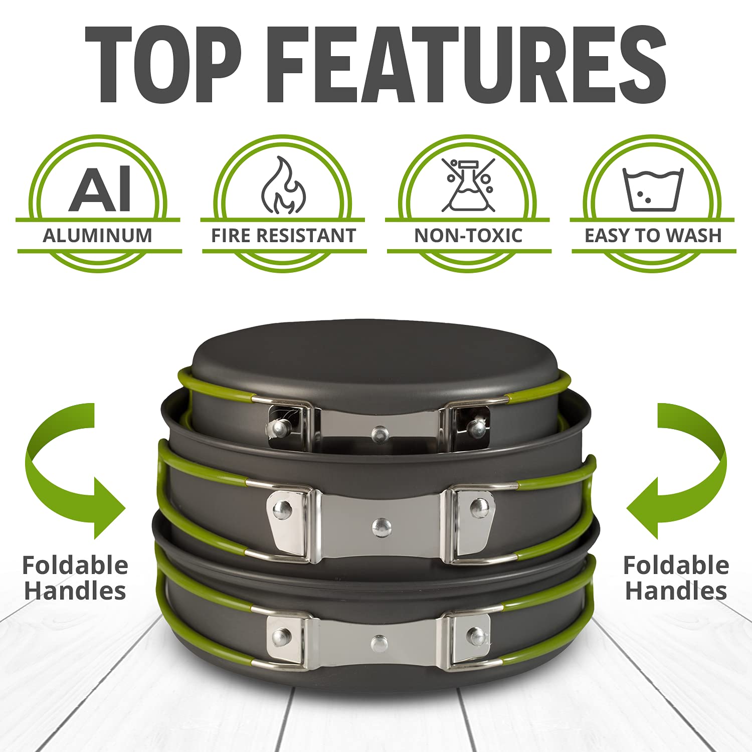 Wealers Camping Cookware 11 Piece Outdoor Mess Kit Backpacking| Trailblazing add on | Compact| Lightweight| Durable with Chef Pots, Bowls, Utensils and Mesh Carry Bag Included (11 Piece Set)  - Like New