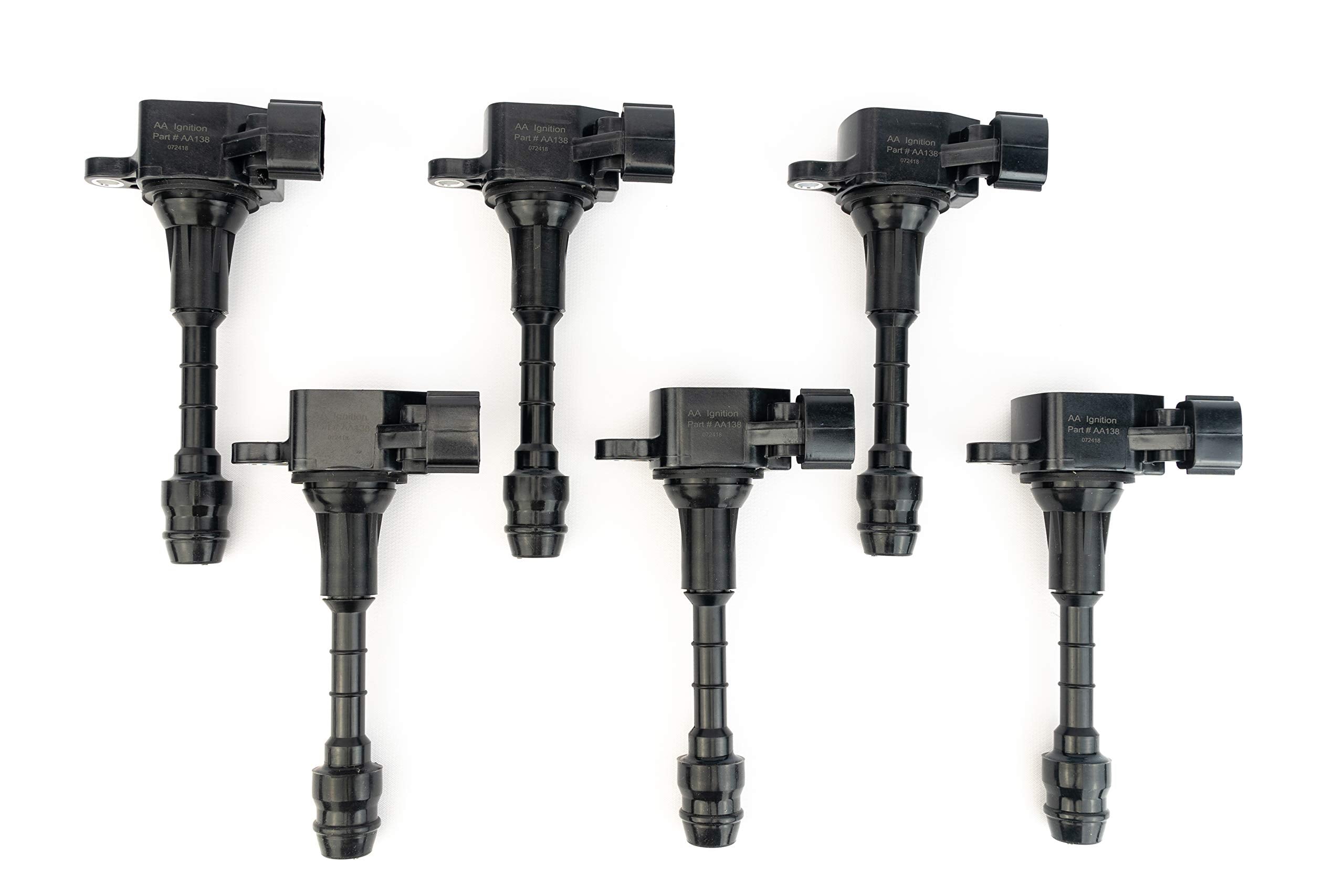 Ignition Coil Pack Set of 6 - Compatible with Infiniti FX35, G35, M35 & Nissan 350Z Vehicles - Replaces 22448-AL61C, UF401, IGC0007, 6734025, 22448AL615 - Year Models 2000-2008 - 3.5L V6 Coils - Very Good