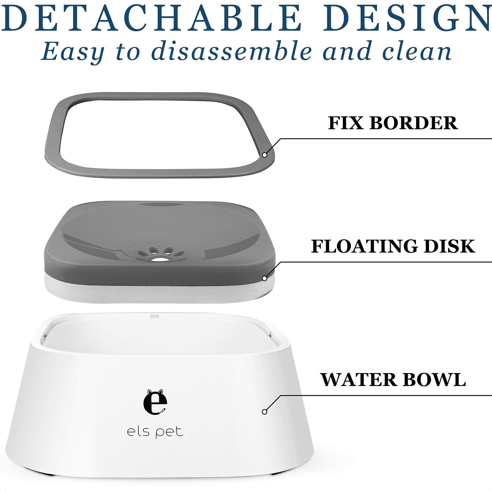 QUXIANG Dog Water Bowl Dog Bowl Slow Water Feeder No-Spill Pet Water Bowl 35oz (1L) Splash Proof Anti Spill Slow Feeder Dish Vehicle Carried Dog Water Bowl for Dogs/Cats/Pets - Like New