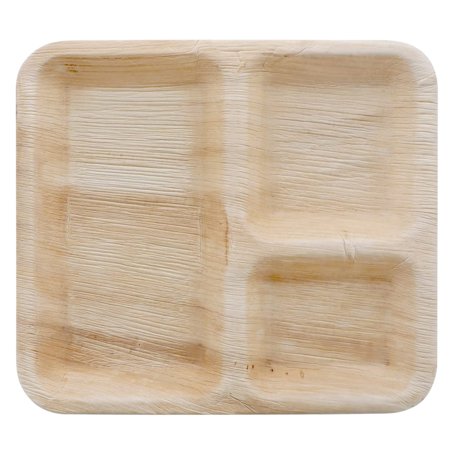 Palm Naki Compartment Palm Leaf Plates (10"x9") - BPA Free Plates, Disposable Dinnerware, Compostable and Biodegradable 3 Compartment Plates, Eco Friendly Plates (40 count) - Like New