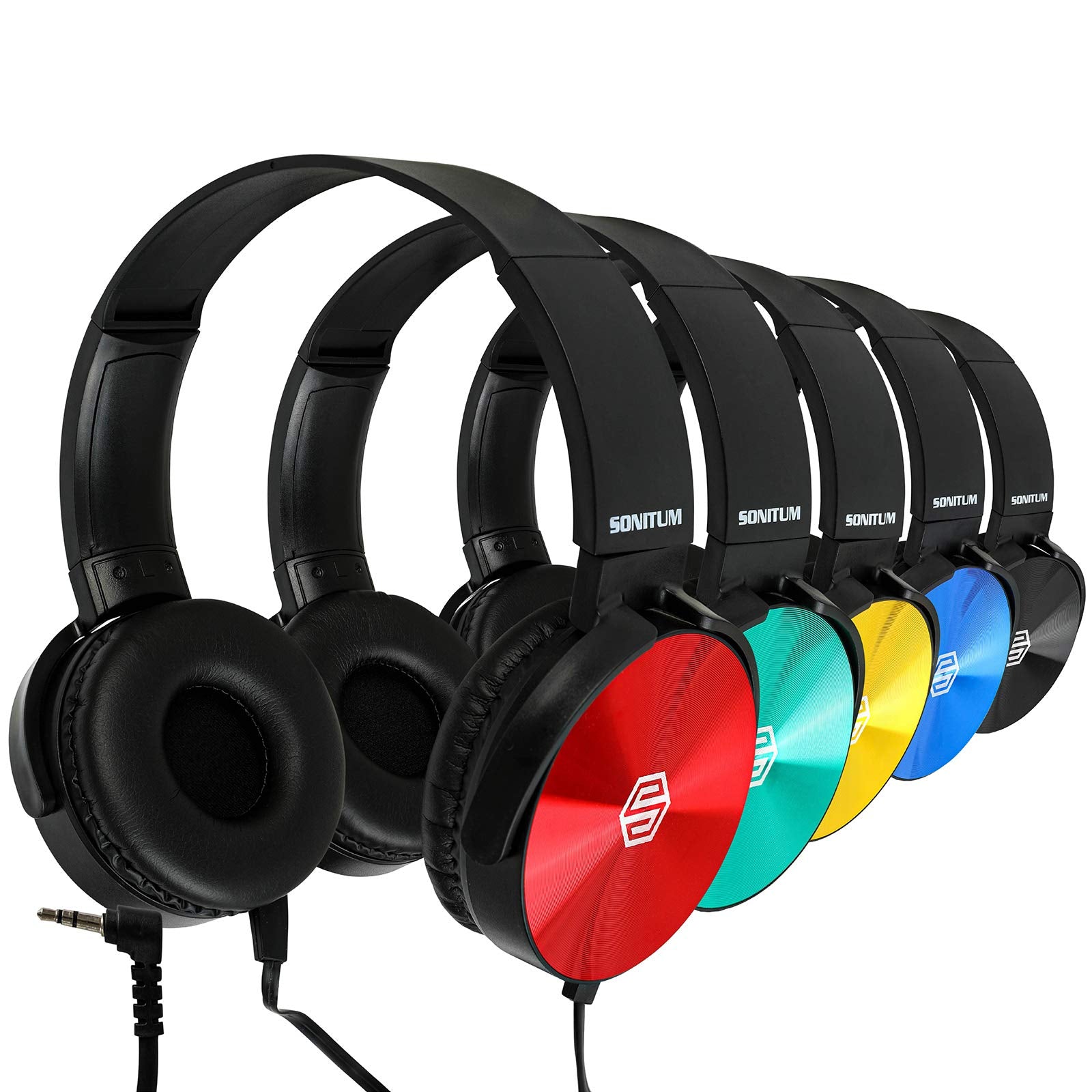 Sonitum Kids Headphones 5 Pack On Ear Colorful Wired 3.5mm Jack - Acceptable