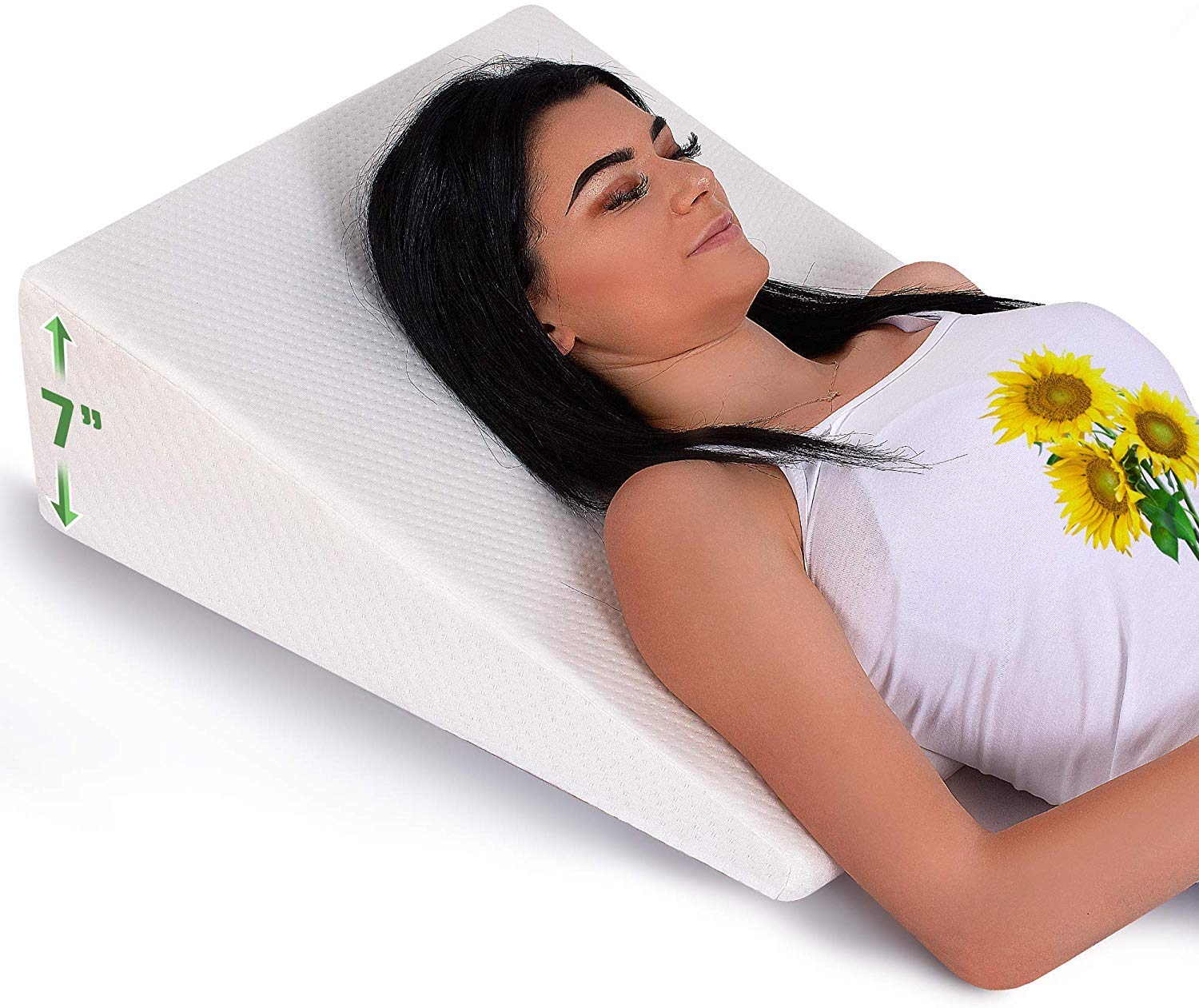 Bed Wedge Pillow with Memory Foam Top - Reduce Neck and Back Pain, Snoring, Acid Reflux and Respiratory Problems - Ideal for Sleeping, Reading, Rest or Elevation - Breathable and Washable Cover - 12in  - Good
