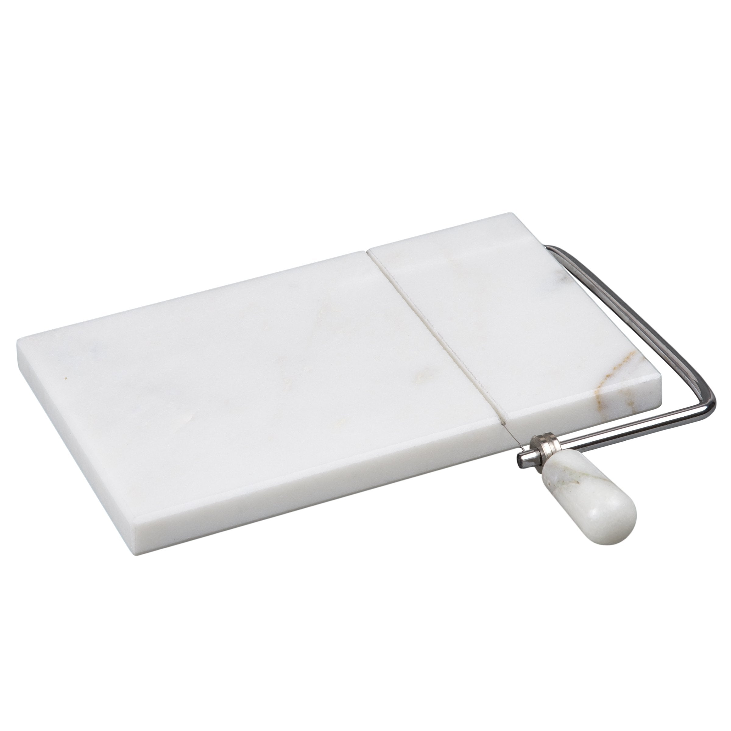 Creative Home Natural Marble Stone Cheese Slicer Butter Cutter with Replacement Wire, 5" L x 8" W, Off-White (color may vary) - Like New
