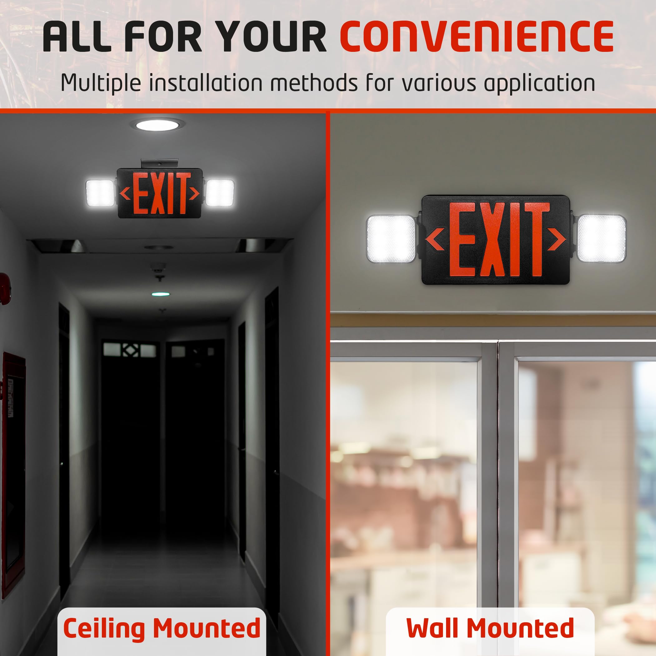 Ciata Emergency LED Exit Sign Combo with 90-Minute Battery Backup and Adjustable Ultra-Bright LED Lamps  - Very Good