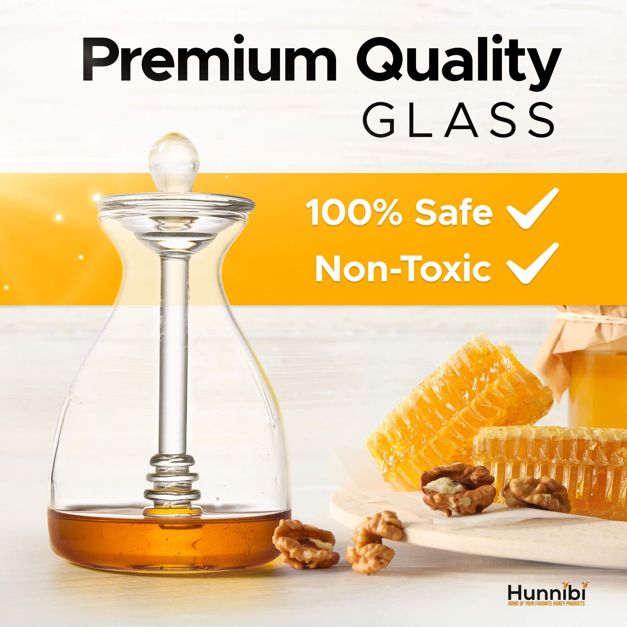 Hunnibi Handmade Honey Jar with Dipper, Glass Made Honey Dipper and Honey Pot - Honey Dispenser - Like New