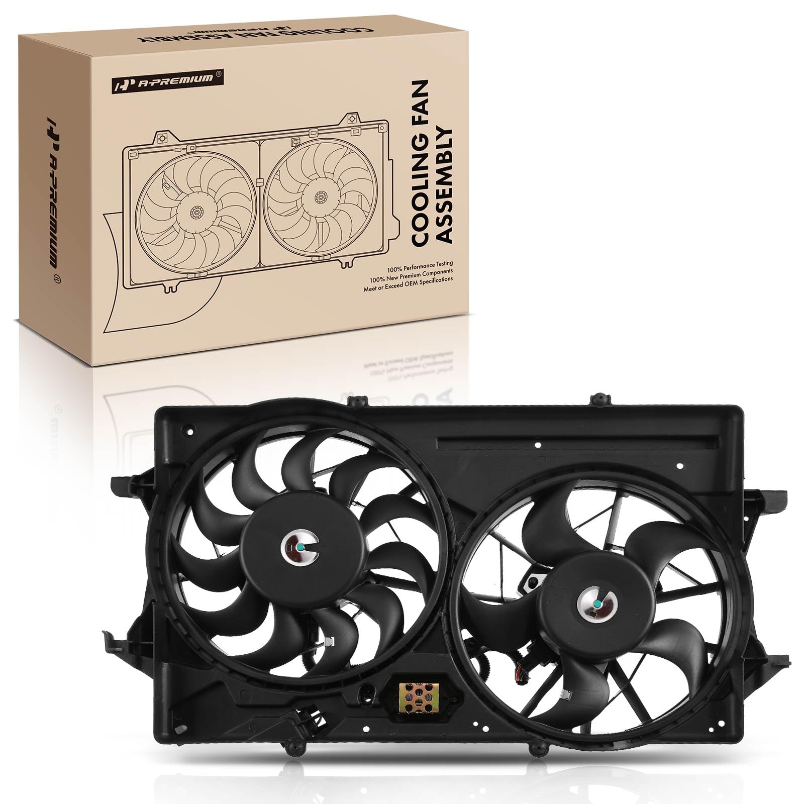 A-Premium Engine Radiator Cooling Fan Assembly Compatible with Select Ford Models - Focus 2000 2001 2002 2003 2004 - Replace# CF15080, YS4Z8C607AA - Like New