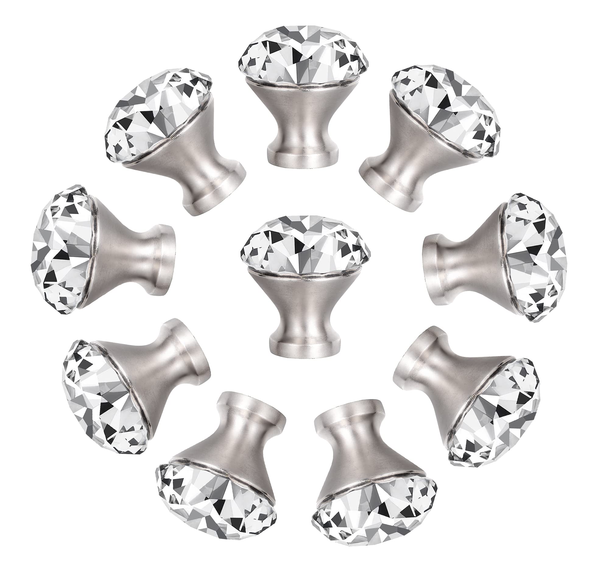 HOLDN’ STORAGE Premium Quality Glass Cabinet Knobs 10 Pack – Crystal Knobs for Bathroom and Kitchen Cabinet – Dresser and Cupboard Pull Handles – Elegant Cabinet Door Knob - Very Good