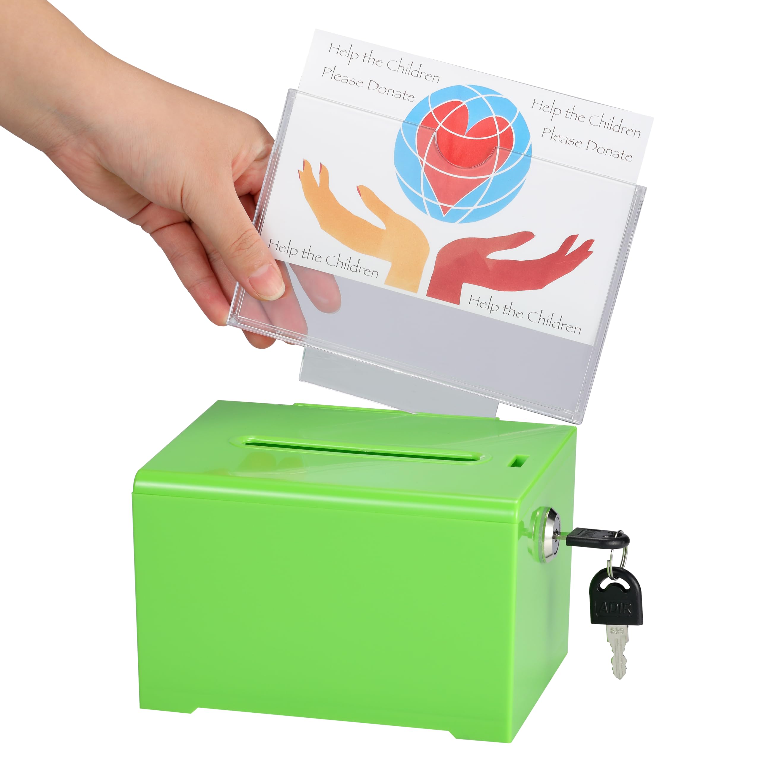 Adir Donation Box with Lock � Acrylic Suggestion Box with Slot, Ballot Lock Box with Sign Holder for Raffle, Tip Jar, Voting, Comments - Cash Donation Boxes for Fundraising (6.25x4.5x 4 Inches)  - Like New
