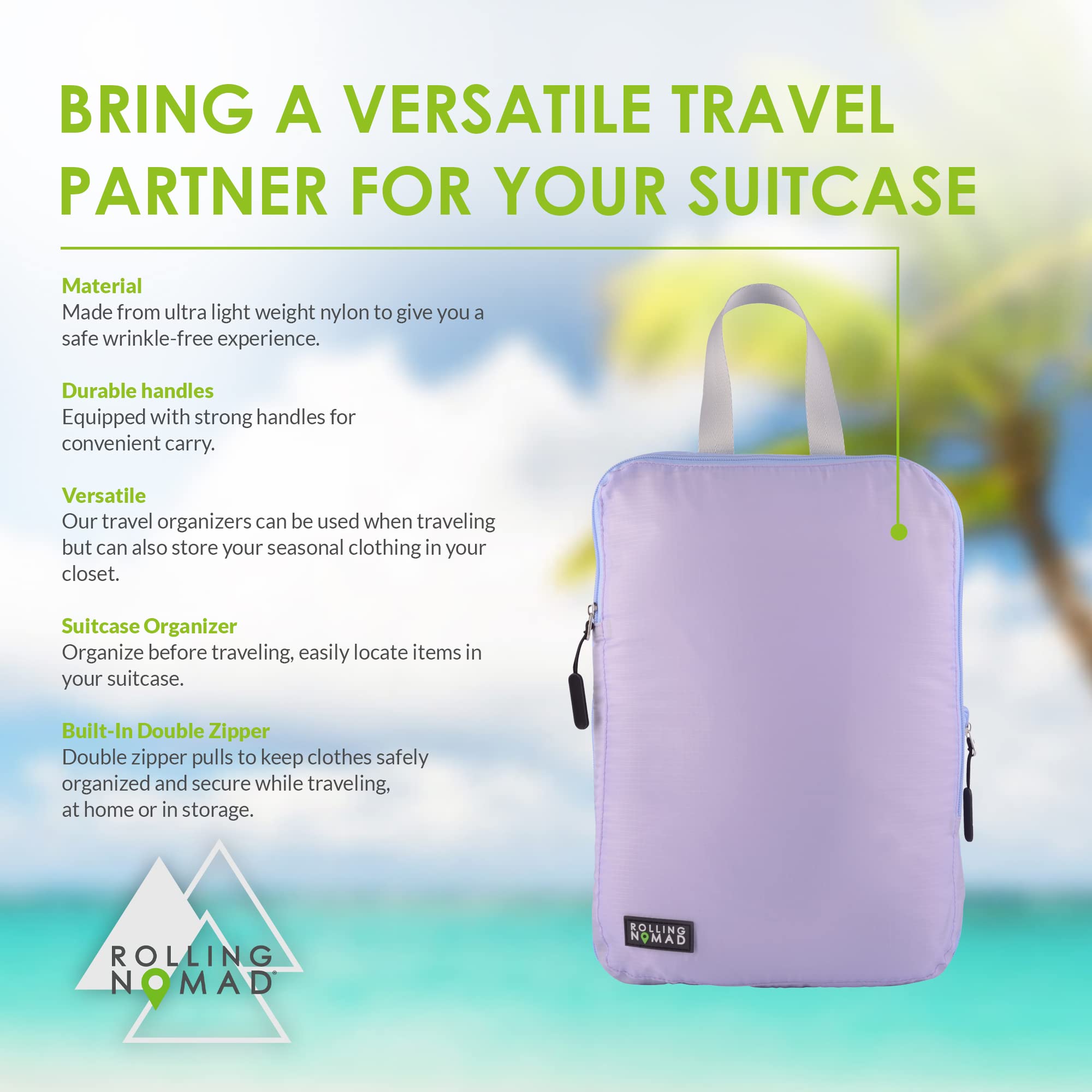 Compression Packing Cubes - 3 Pack Large Purple Luggage Travel Carry Must Haves, Compressible Suitcase Organizer Bag Set for Suitcases, Traveling, Storage, Clothes, Laundry, Accessories - 9.75x4x13.75  - Very Good